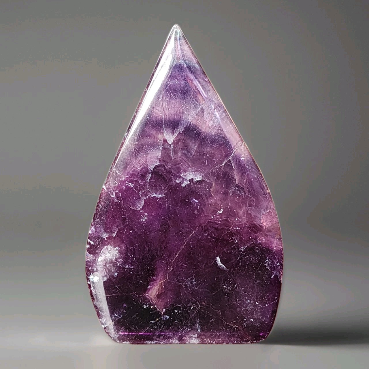 Polished Rainbow Fluorite Crystal Carved Freeform Teardrop – USA