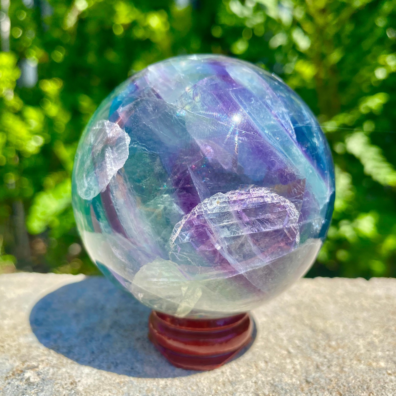 1.24LB natural Green fluorite ball quartz crystal Sphere Reiki energy healing