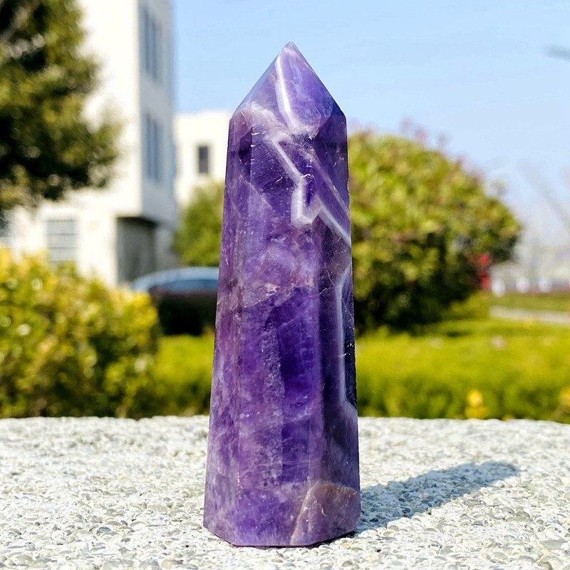 78g Natural dreamy amethyst obelisk quartz crystal energy column
