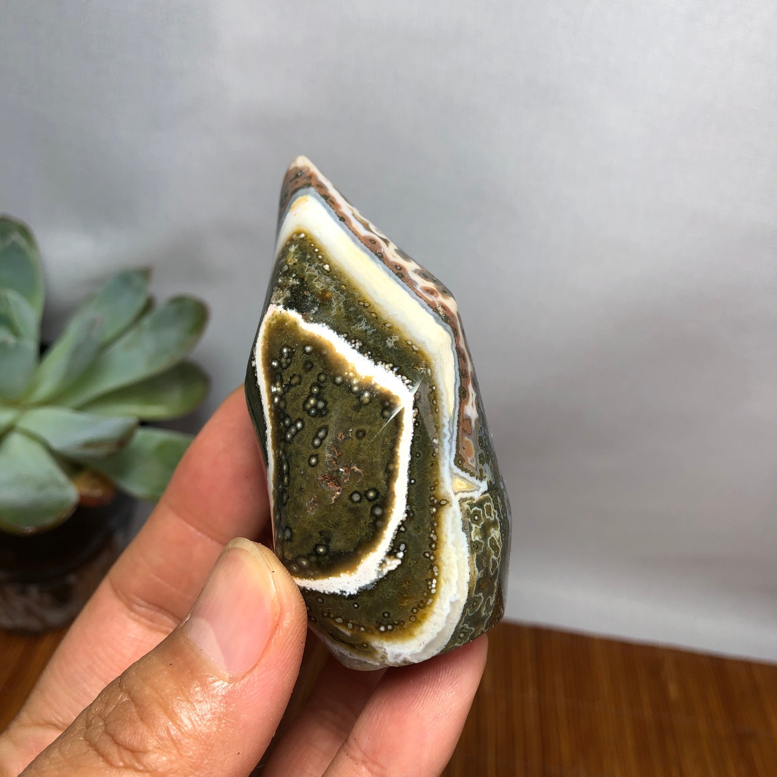 Natural Ocean Jasper torch Hand carve polish/rough Crystal free standing A7188