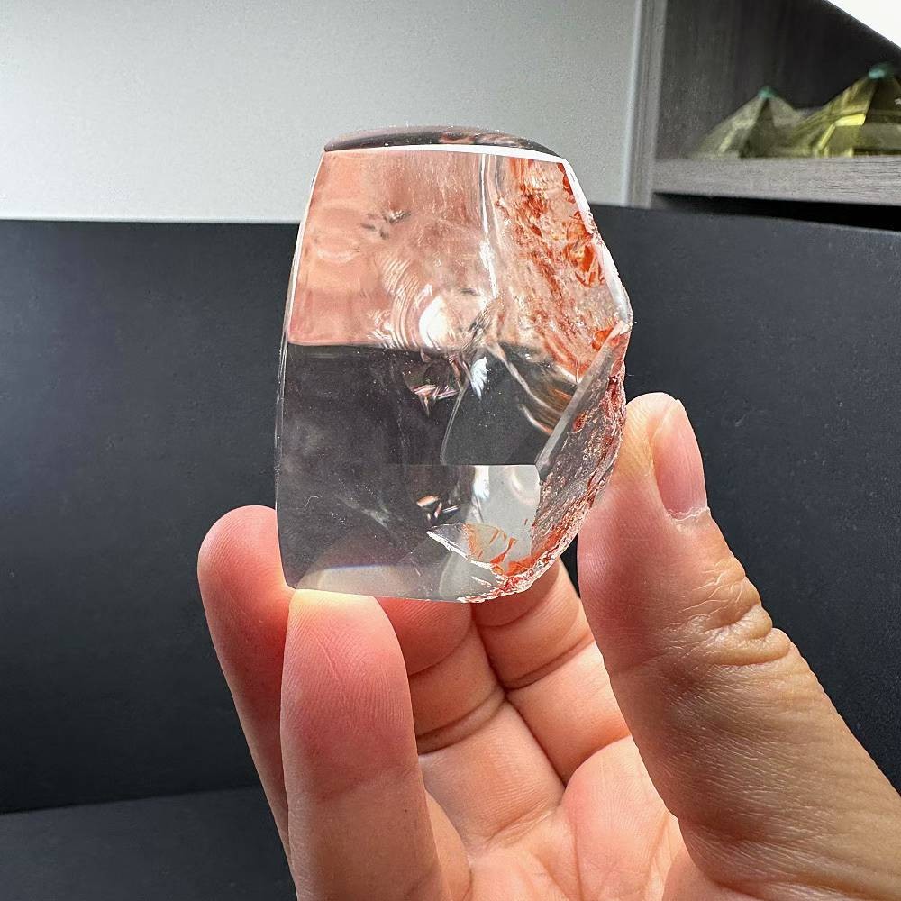 206g Natural Red gum flower Quartz Mineral Specimen Energy Cystal Reiki Decor