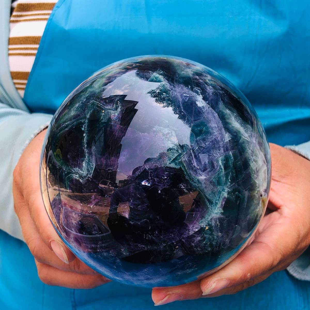 5.25LB Natural Fluorite Ball Crystal Sphere Specimen Mineral Energy Healing