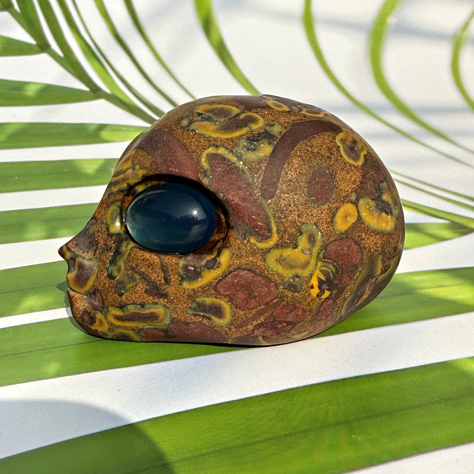 2″ Flower Jasper Alien Skull Crystal Carved Healing Gems Gothic Skull Figurine