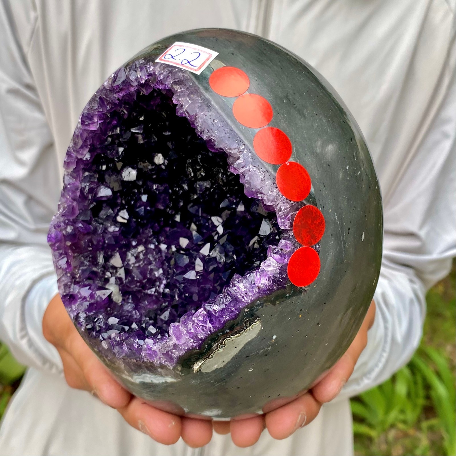 4.82LB Large Natural Amethyst geode quartz cluster crystal Egg specimen Healing
