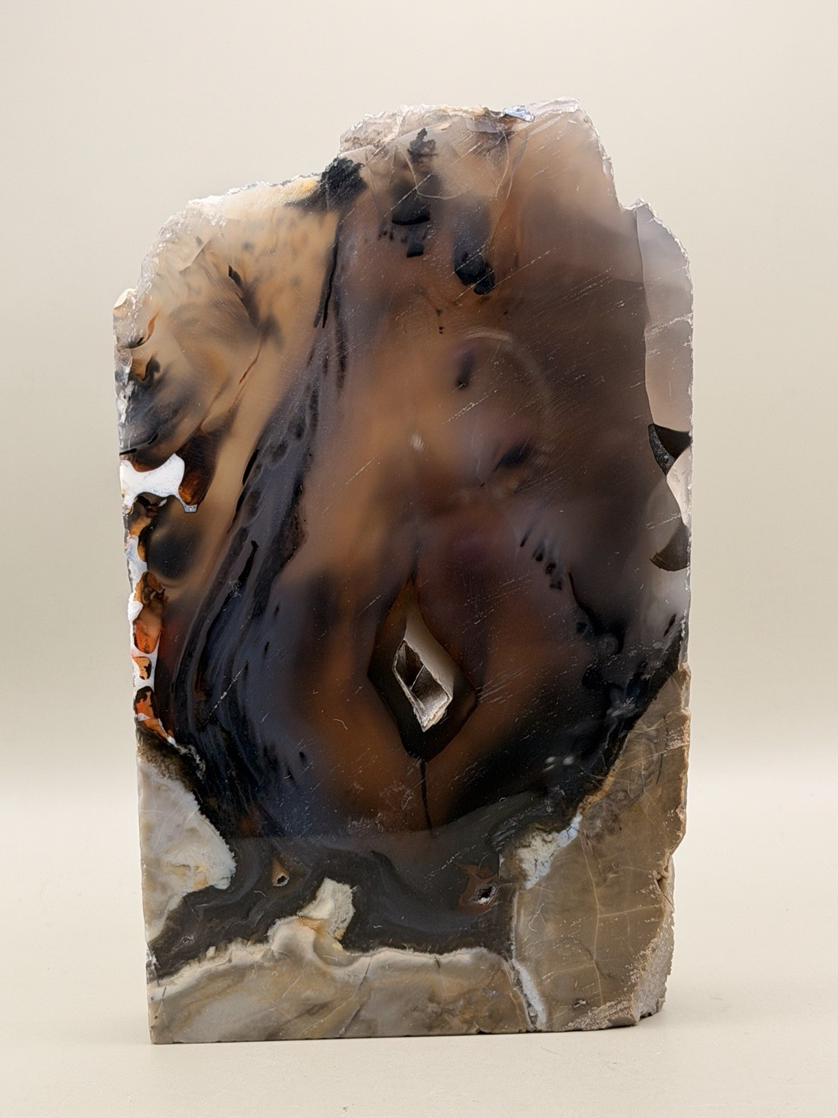 Volcano Agate Freeform Slab Beautiful UV Free Standing Natural Crystal Reiki