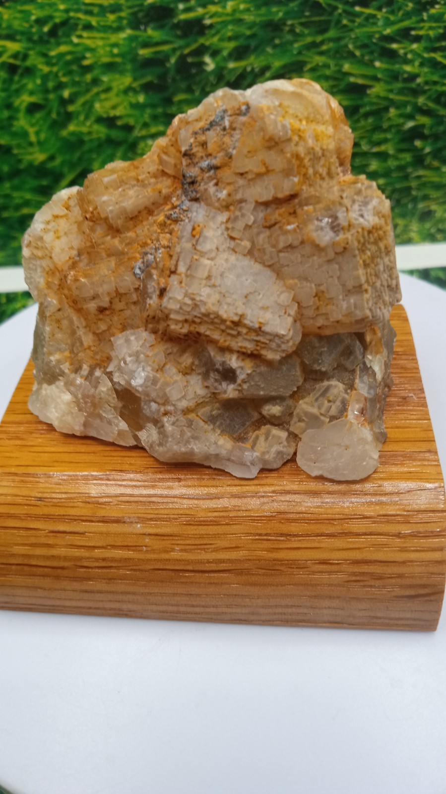 Calcite Cubes layered on Cherry Wood Stand ~ Southwest Colorado