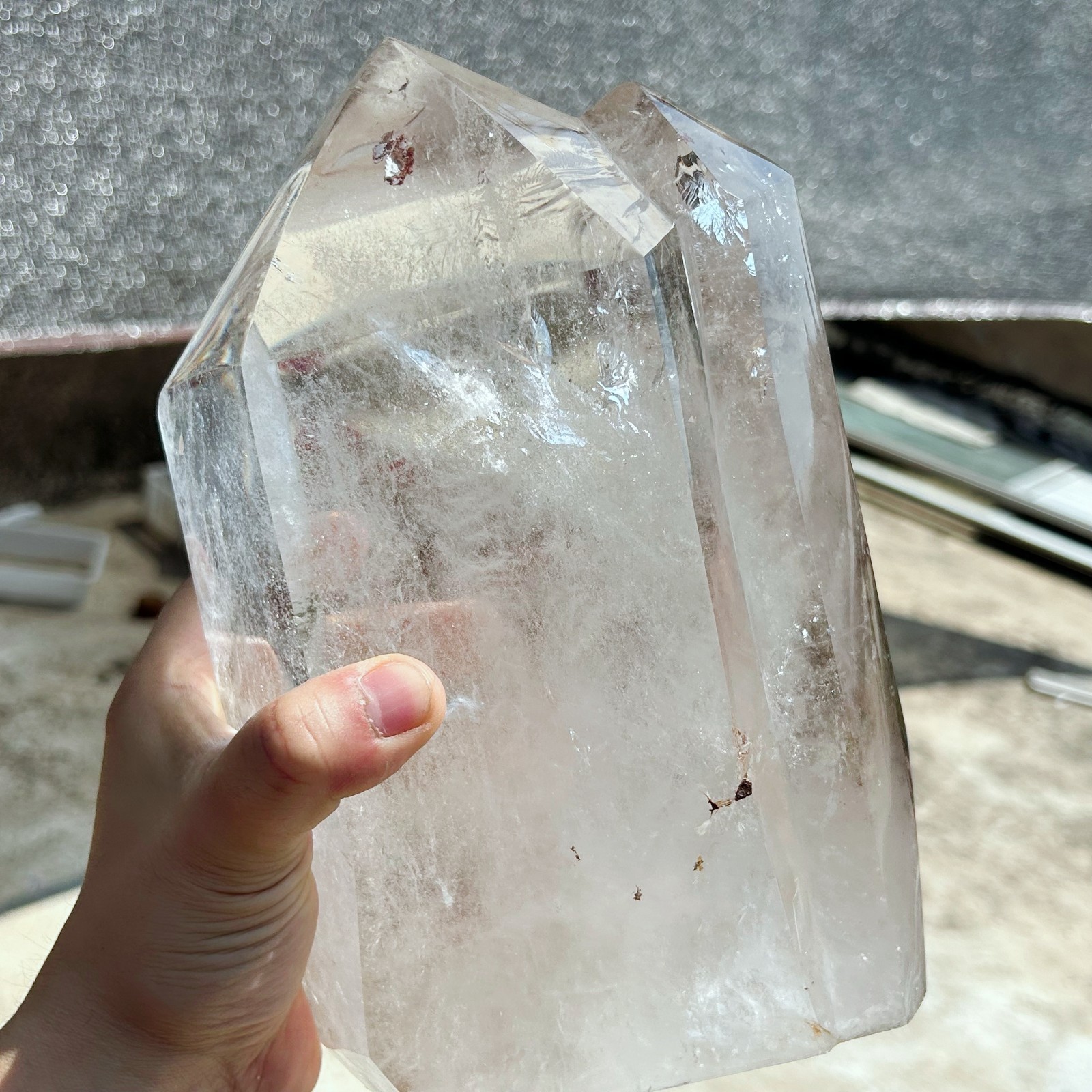 16.1LB Natural Clear Quartz With Phantom Crystal Double Point Healing A210