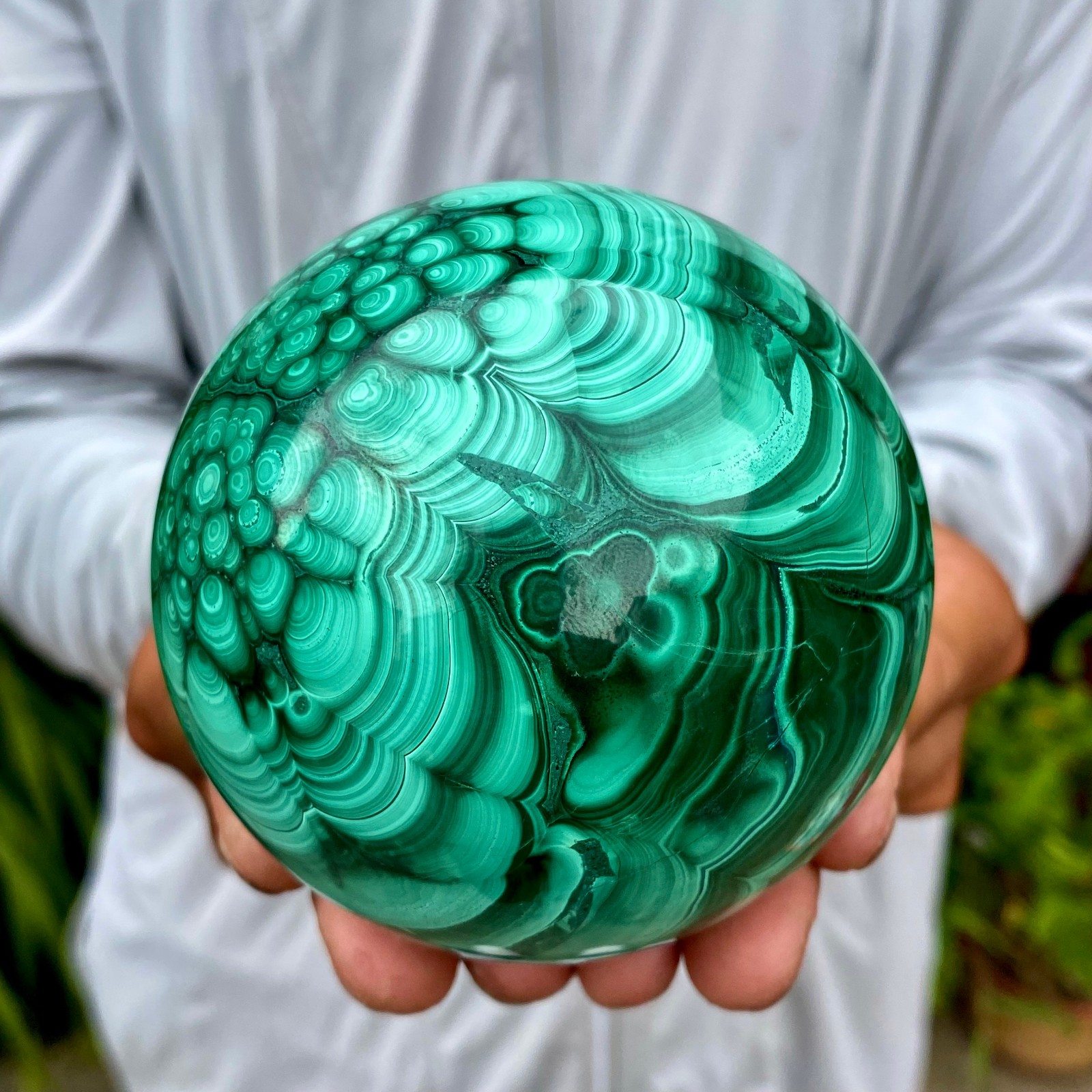 2.51LB Rare Natural Malachite quartz hand Carved sphere Crystal Healing Gem ball