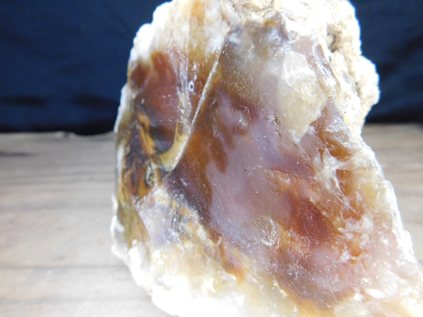 Dark Caramel Brown and White Agate 2 lbs. 9oz. Vintage