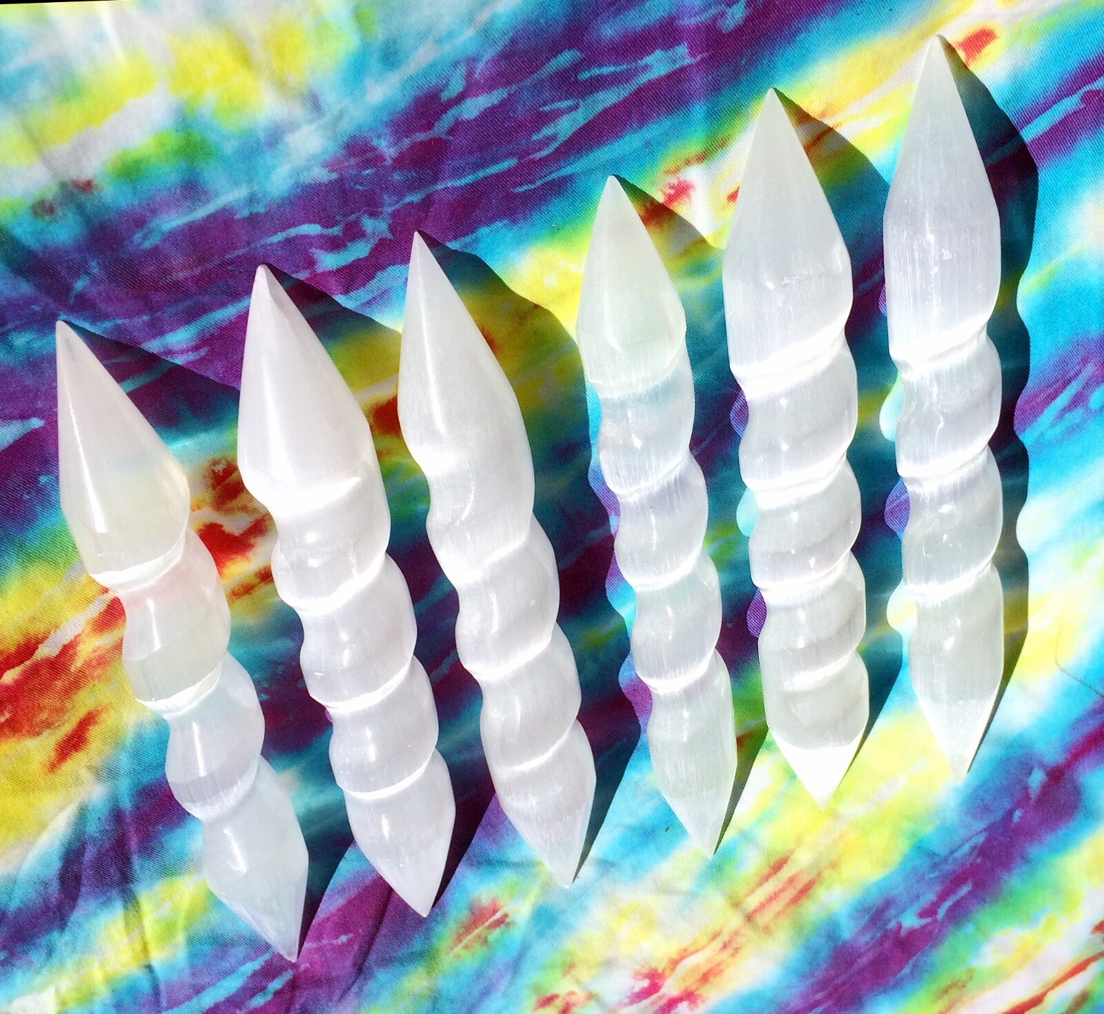 Selenite Crystal Massage Wand ” Polished Spiral Tip Lot 5 BULK Wholesale Healing