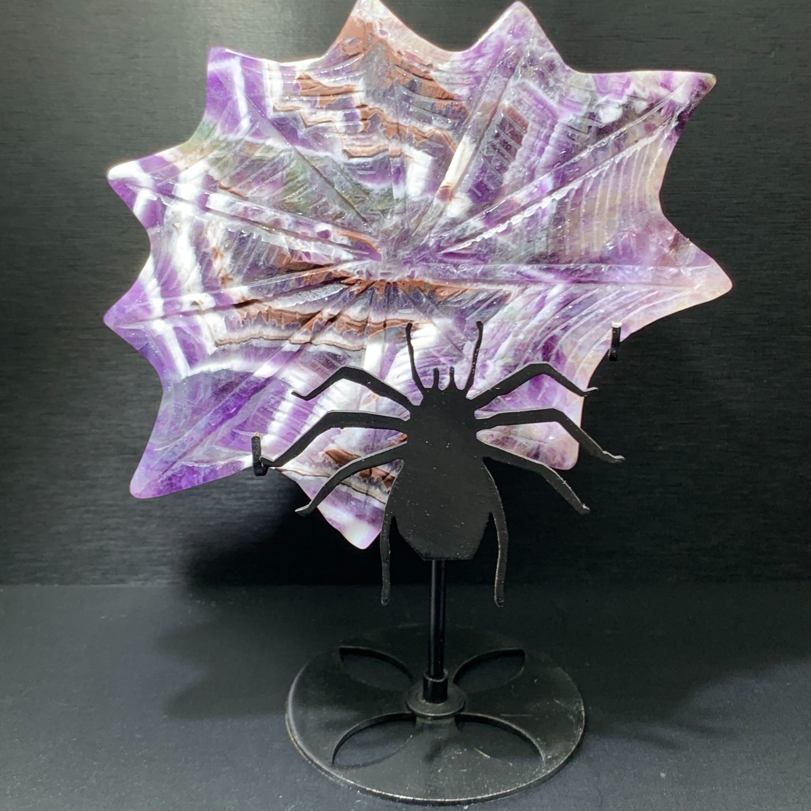 246G Natural Amethyst spider skull Quartz Crystal Skull Figurines Healing