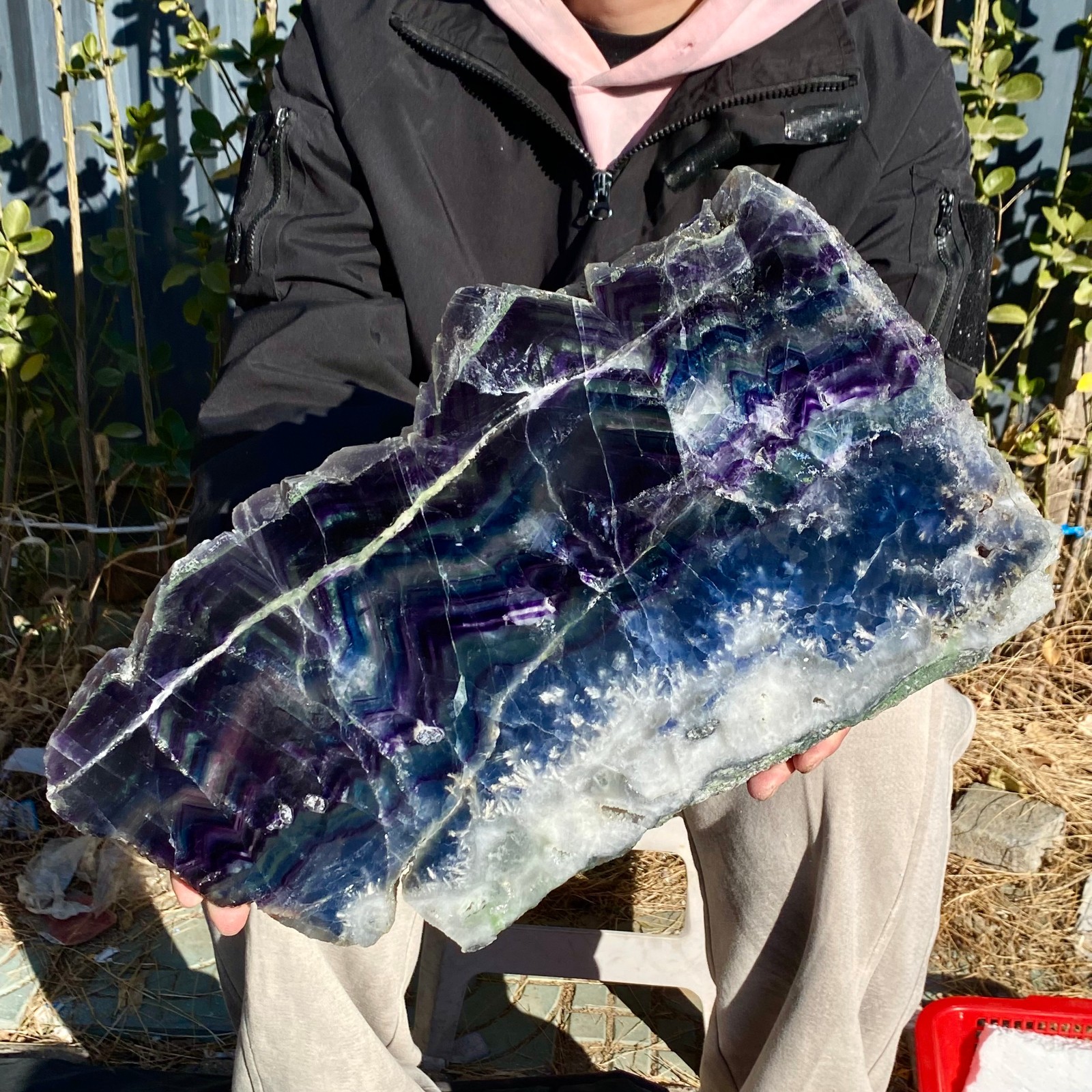 10.8LB Natural beautiful Rainbow Fluorite Crystal flake original stone specimen