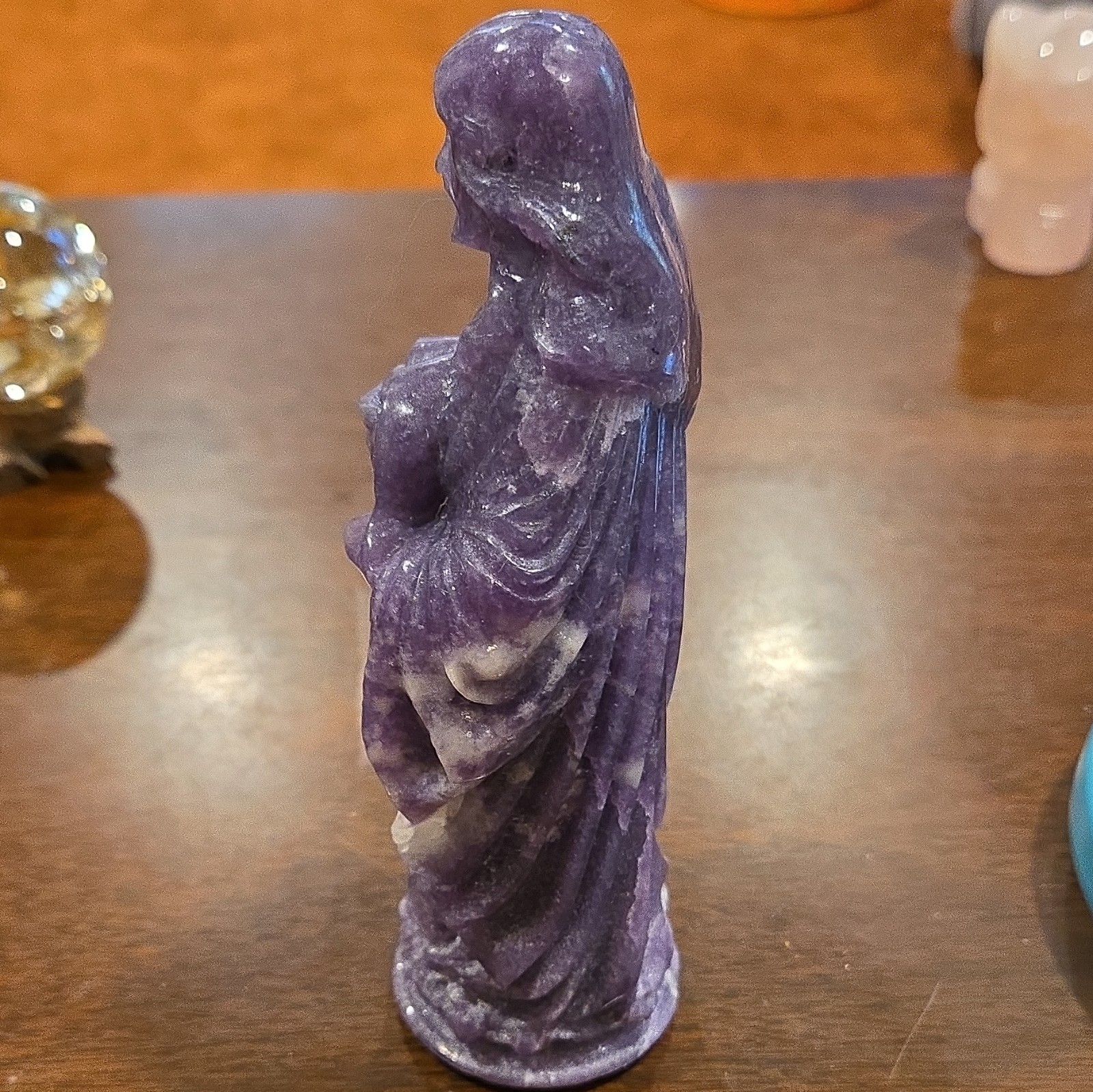 Natural Purple/Lilac Jade Carved Crystal Jesus Statue 7″ Tall * Beautiful*