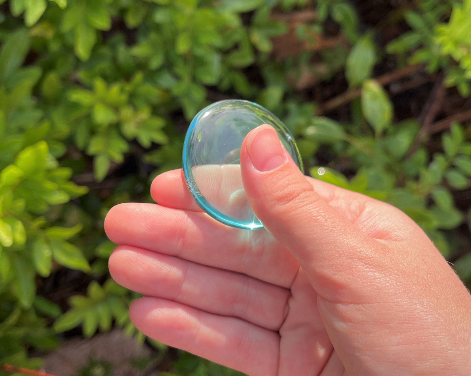 Blue Aqua Obsidian Palm Stone MEDIUM, Smooth Obsidian Polished Worry Stone