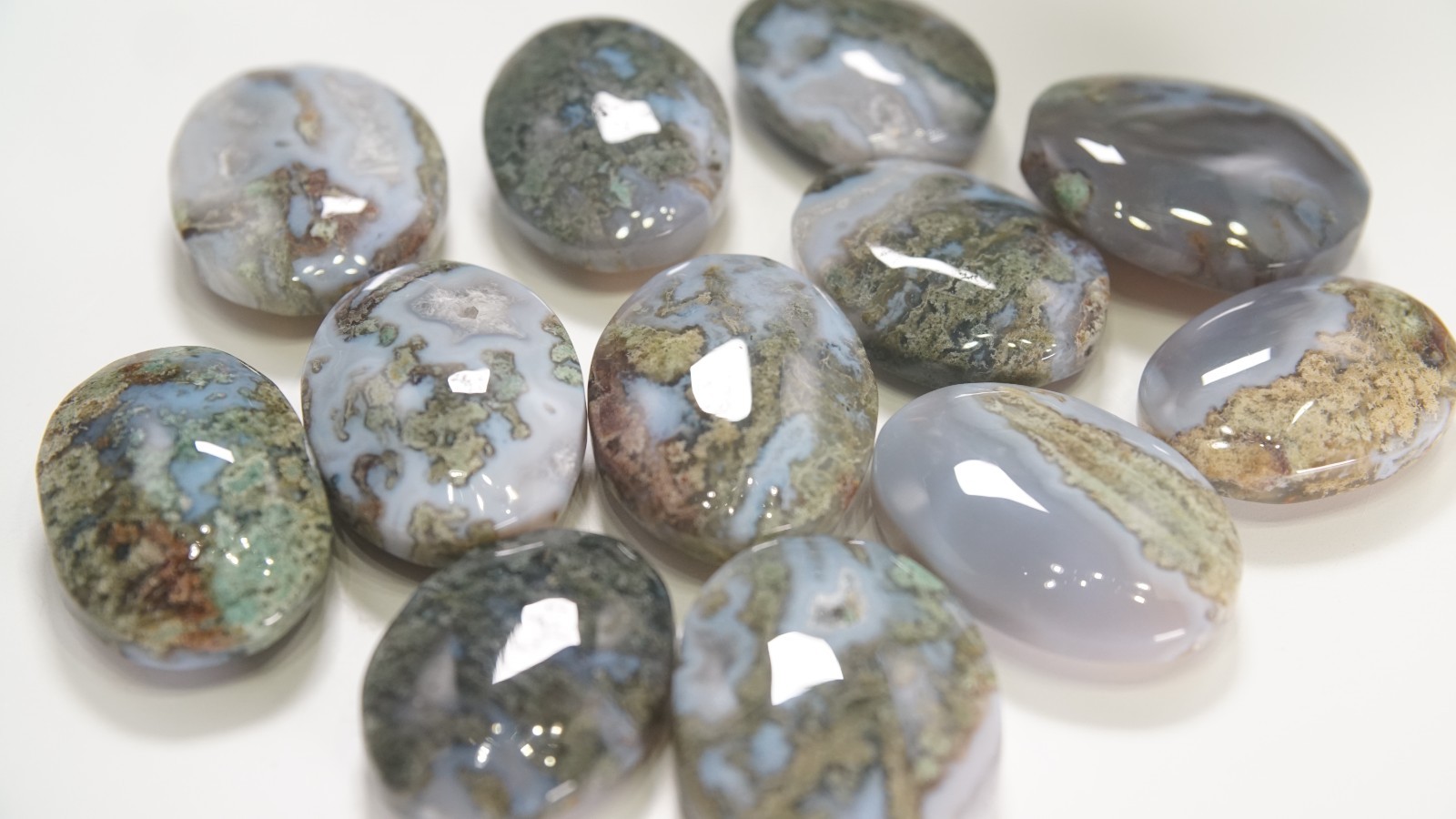 Wholesale Lot 6 PCS Natural Moss Agate Palm Stones | US Seller