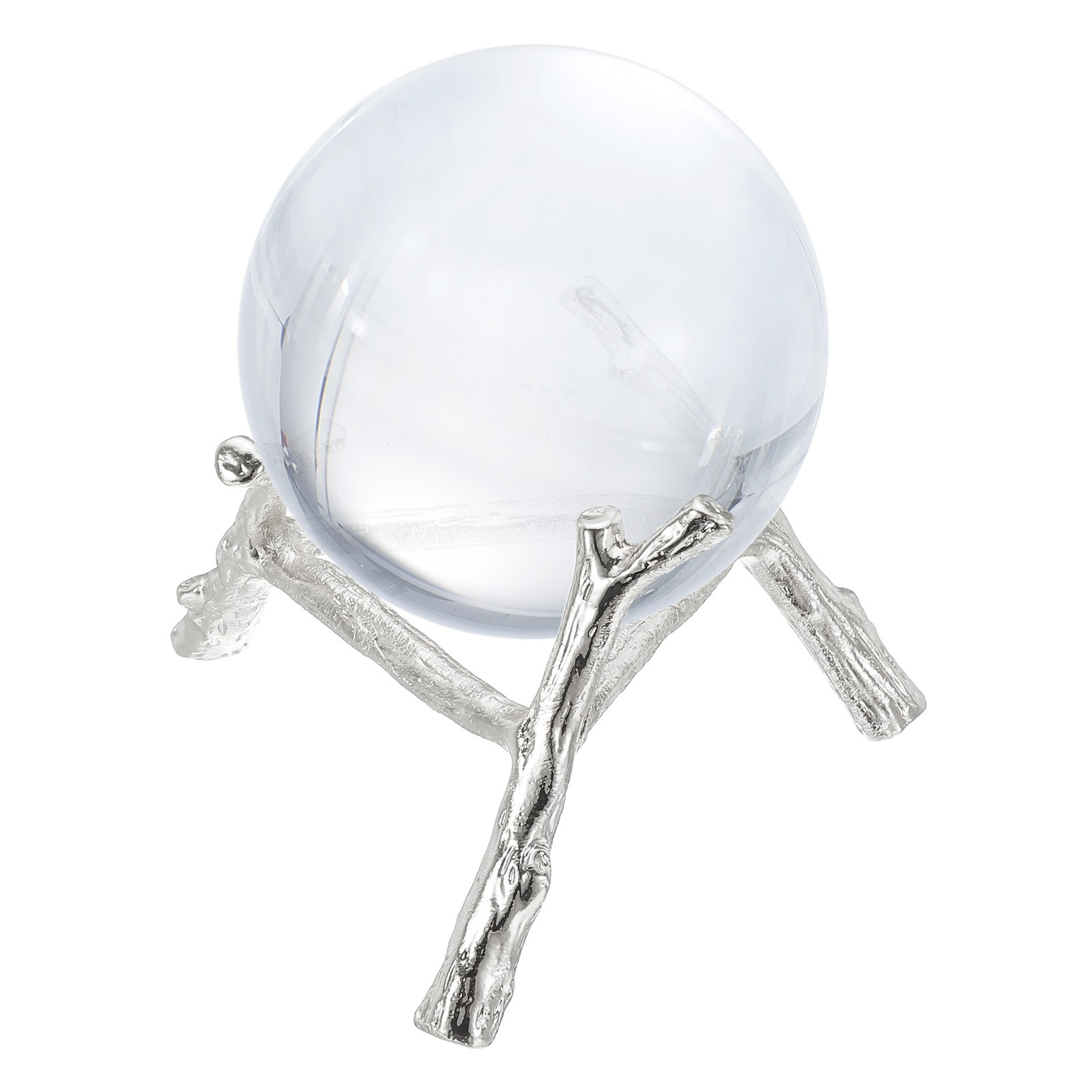 3.5″ Dia Metal Crystal Sphere Holder Crystal Ball Tripod Stand, White