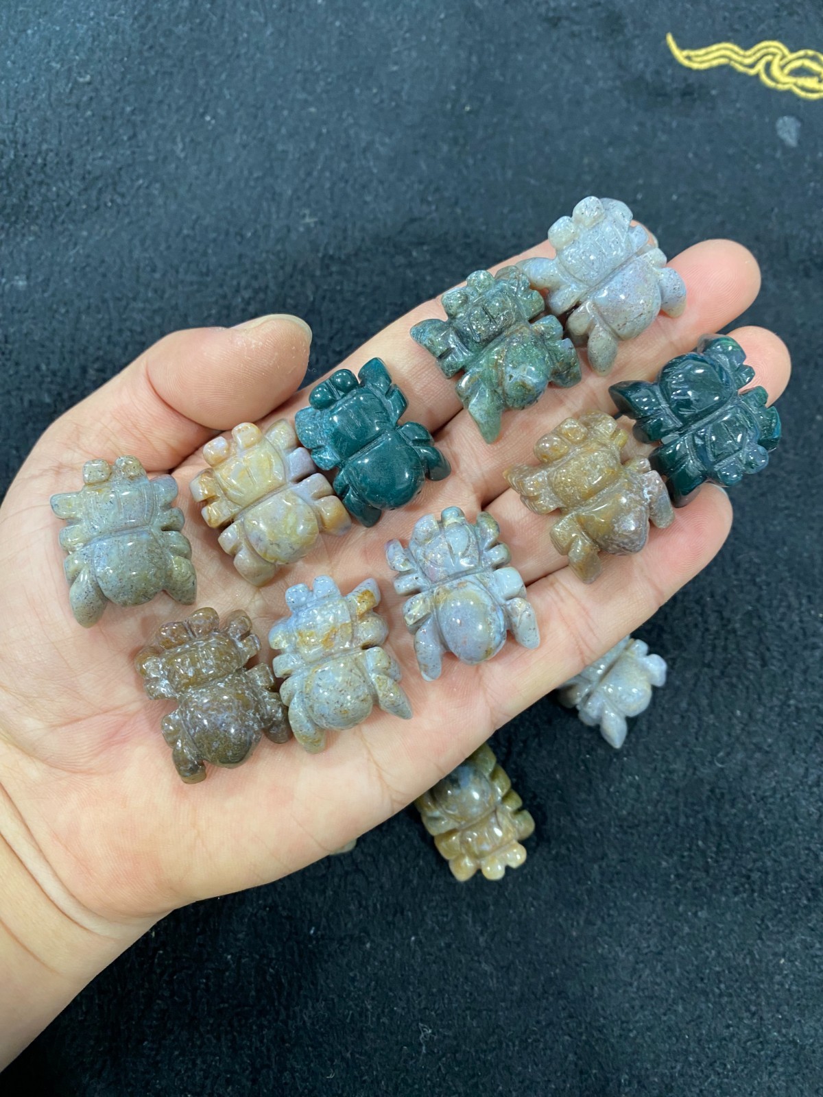 5pcs Natural Ocean jade Quartz Carved Spider skull Crystal reiki healing gift