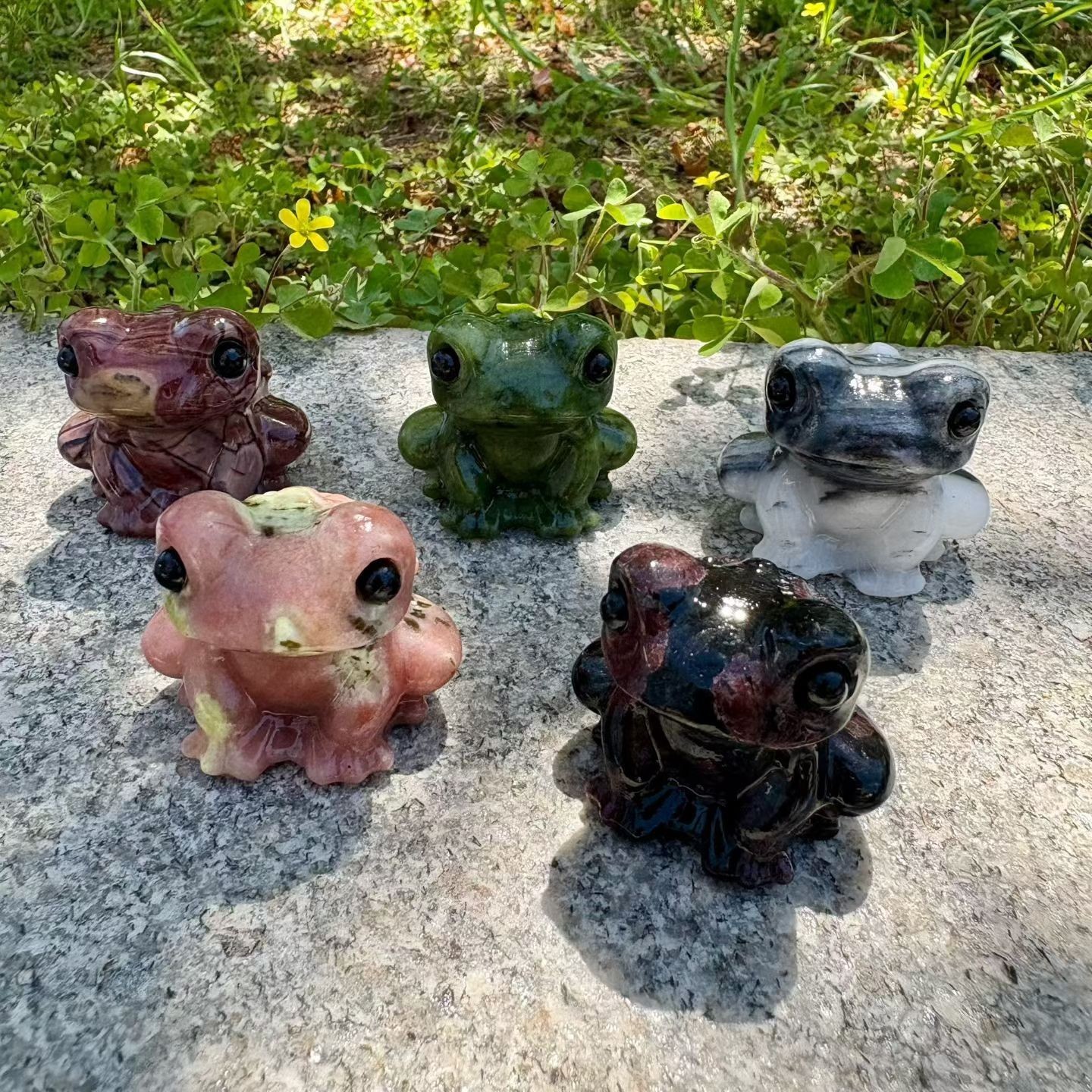 1pc Natural Mixed Quartz Carved Crystal Frog skull reiki healing gift Decoration