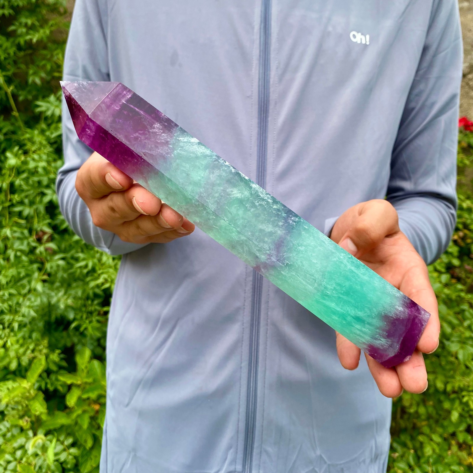 1.9LB Natural unique colored fluorite pillar quartz crystal sample
