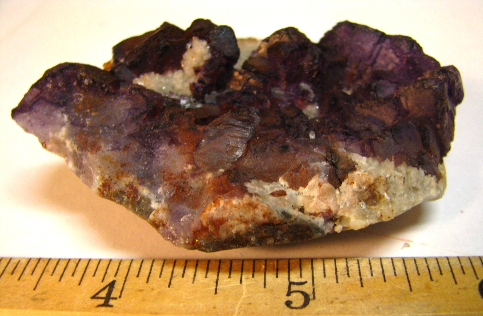 .24lb 3×2.5inch PURPLE FLUORITE ON CALCITE/QUARTZ QINGLONG MINE CHINA #137