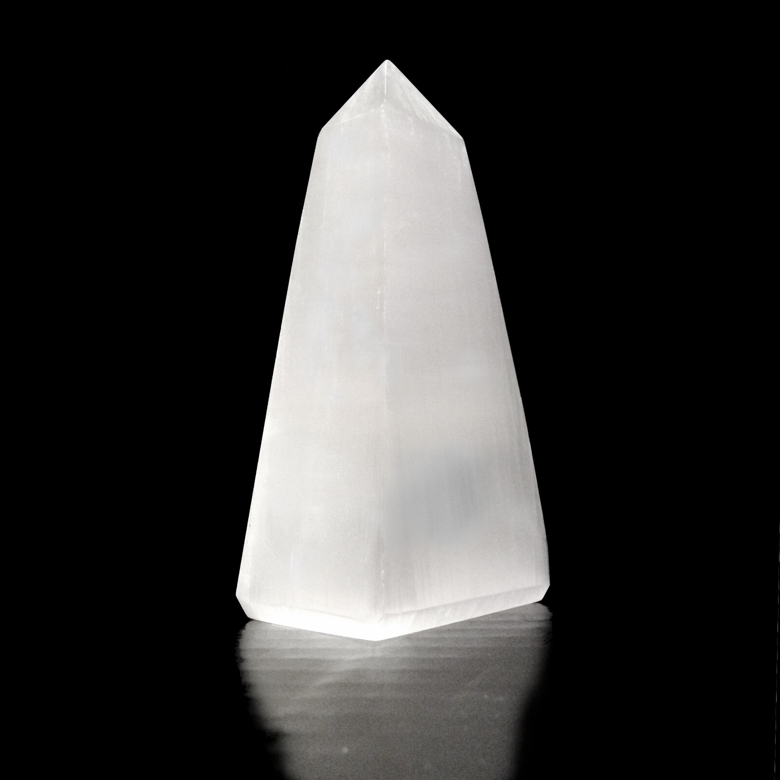 Selenite Tower Polished ” Crystal Obelisk Natural Carved Pyramid Energy Healing
