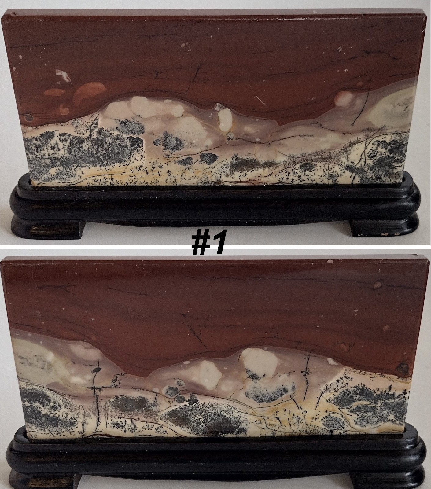 Picture Jasper Landscape Stone on Stand Polished Slab Round Scenic Jasper