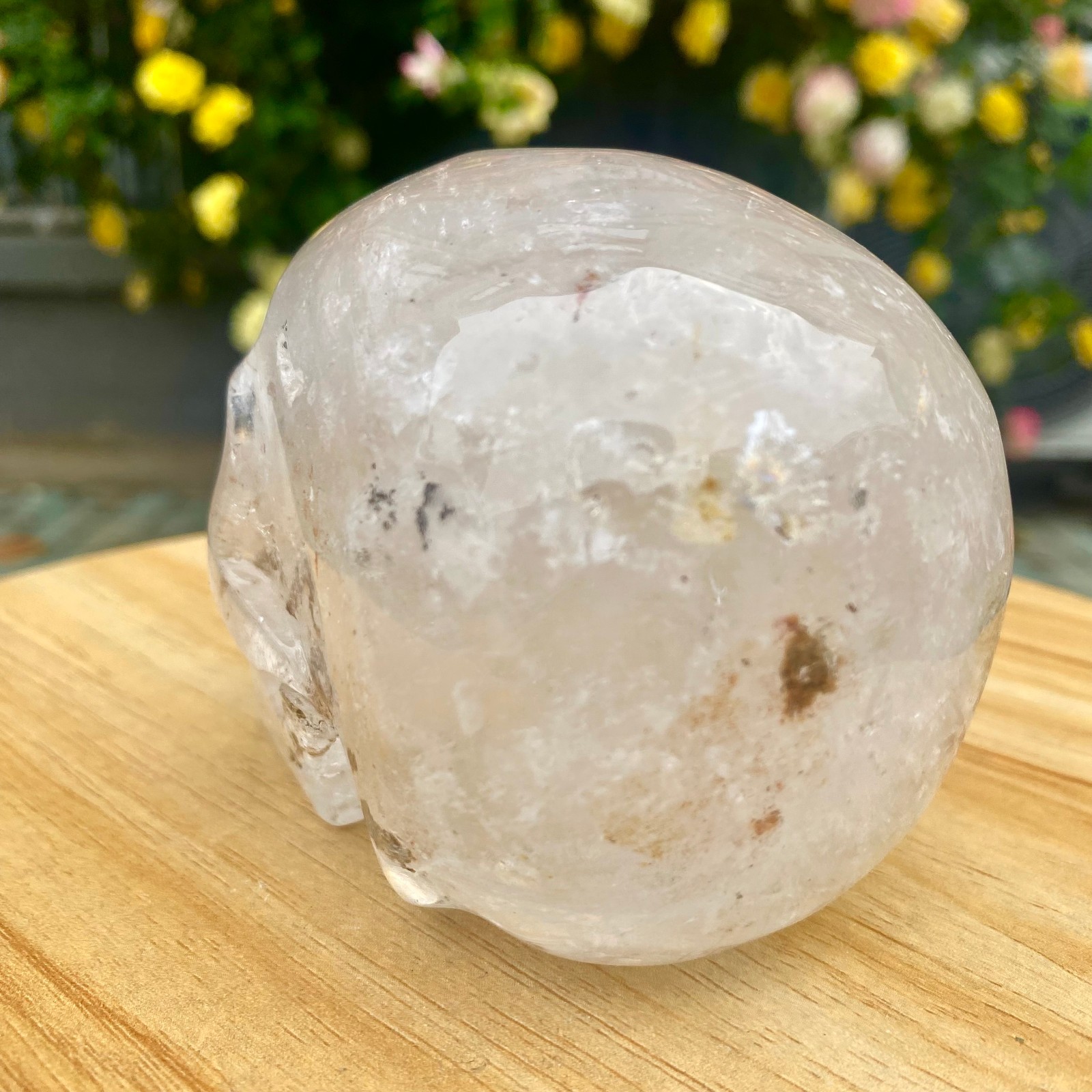 1.77LB TOP! White melting quartz hand carved crystal skull gem reiki healing