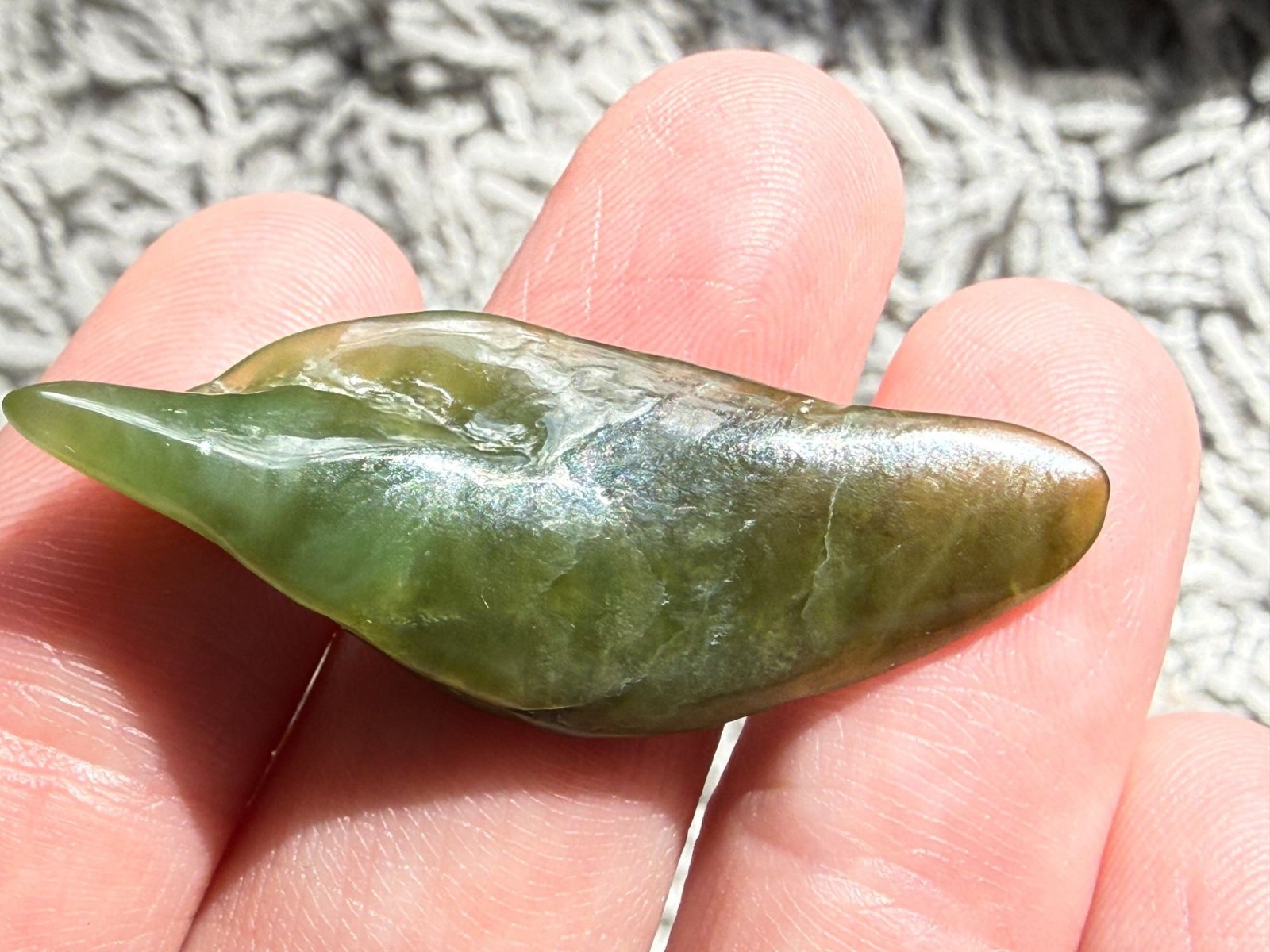 Polished Freeform African Jade Piece Specimen 4.6g Weight 1 5/8 Inch Max Length