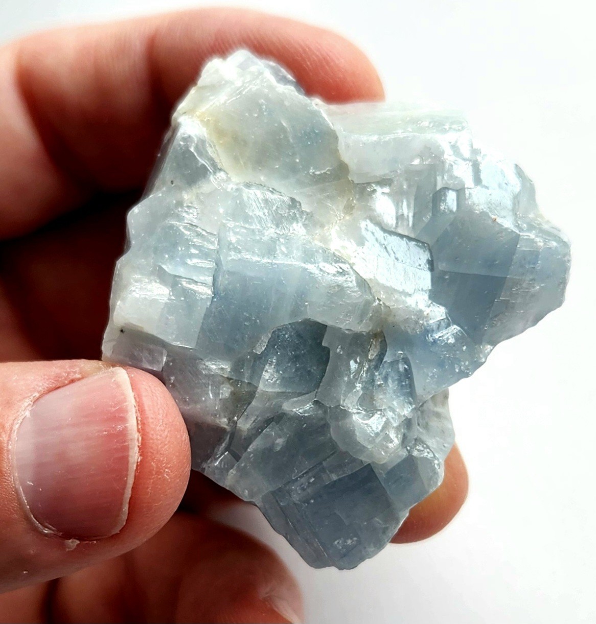 2″ 63g Natural Blue Calcite Crystal Cabinet Display Specimen