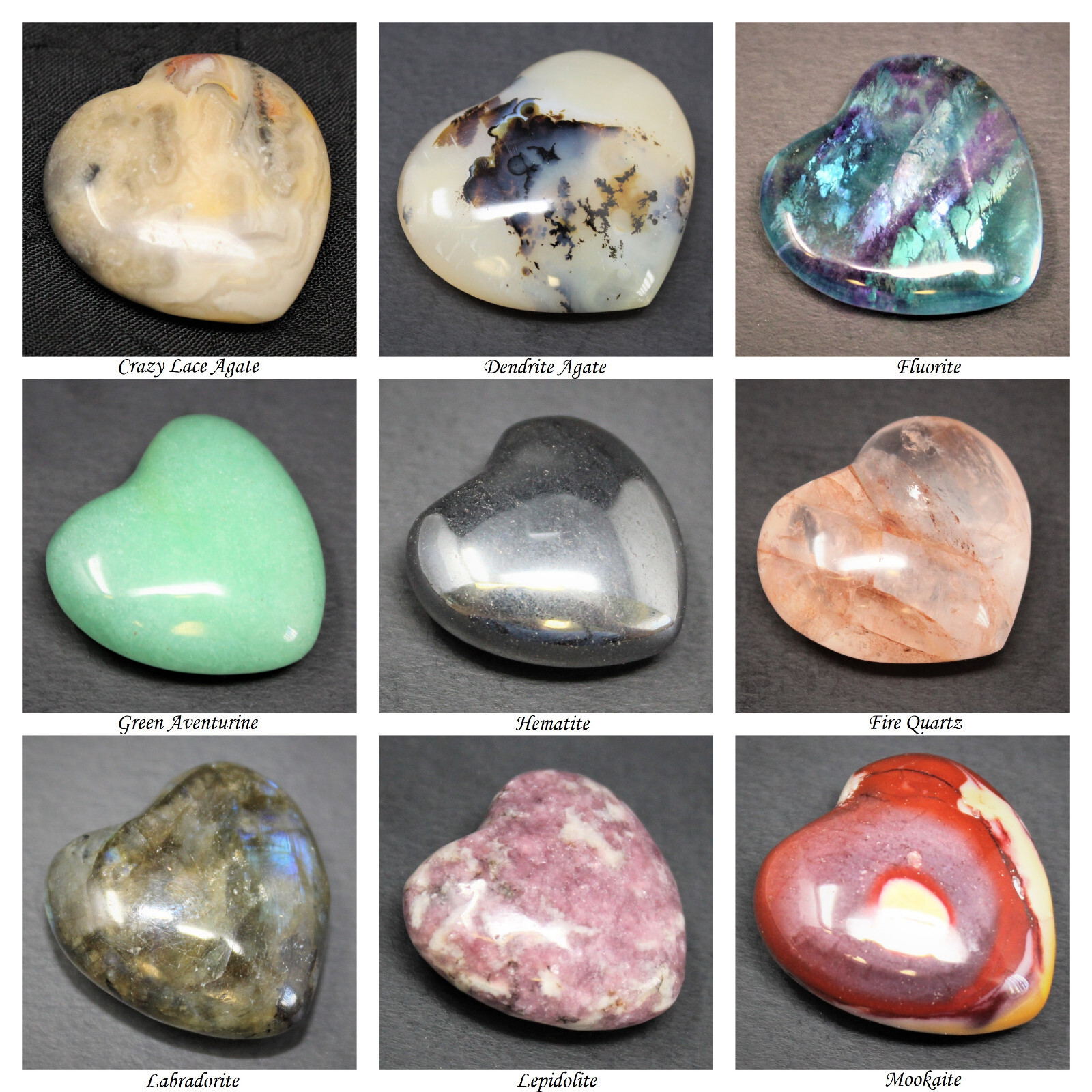 25 Crystal Hearts: Mixed Pack of Best Sellers 1″ Gemstone Hearts WHOLESALE BULK