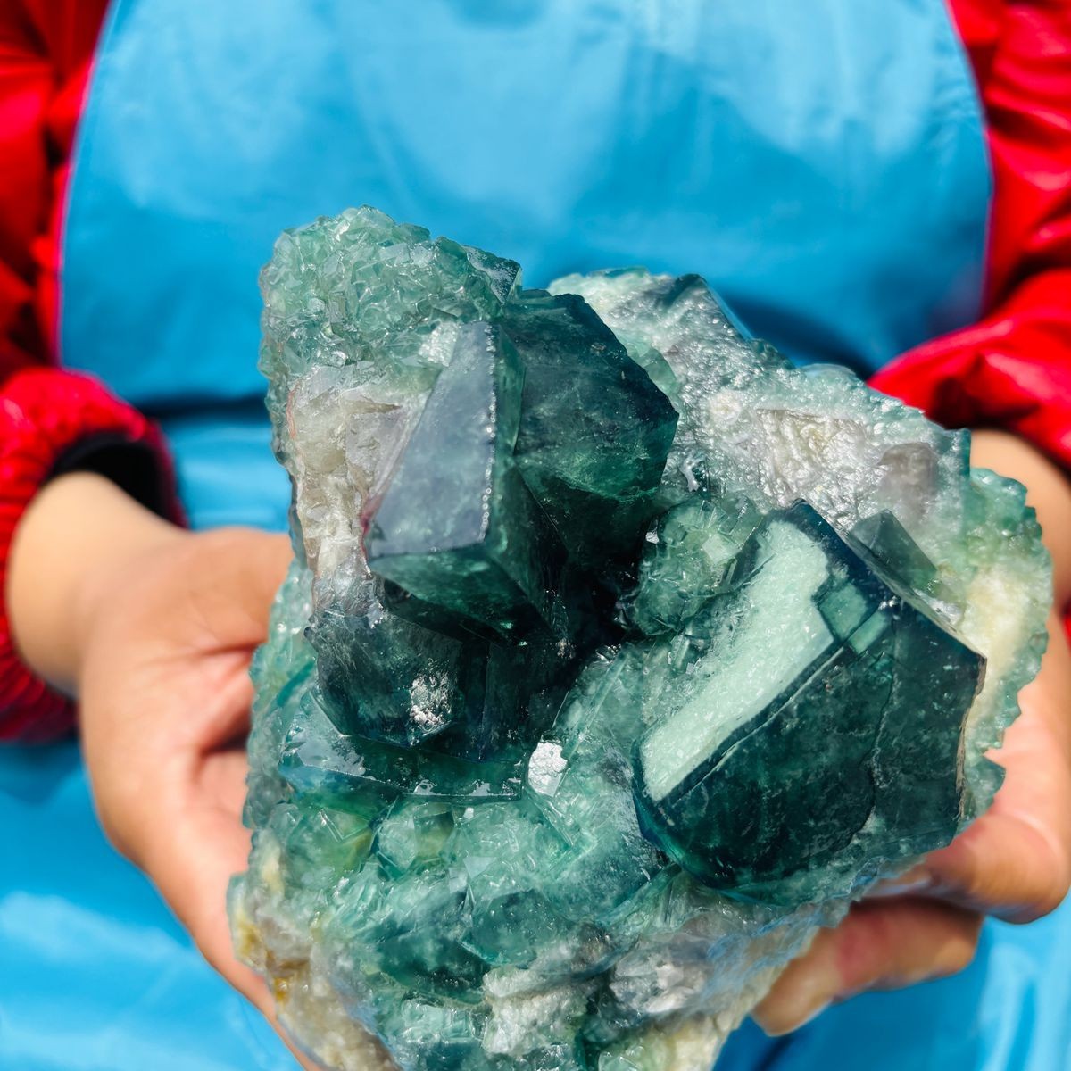 3.93LB Natural Green Fluorite Crystal Cluster Cubic Fluorite Specimen healing