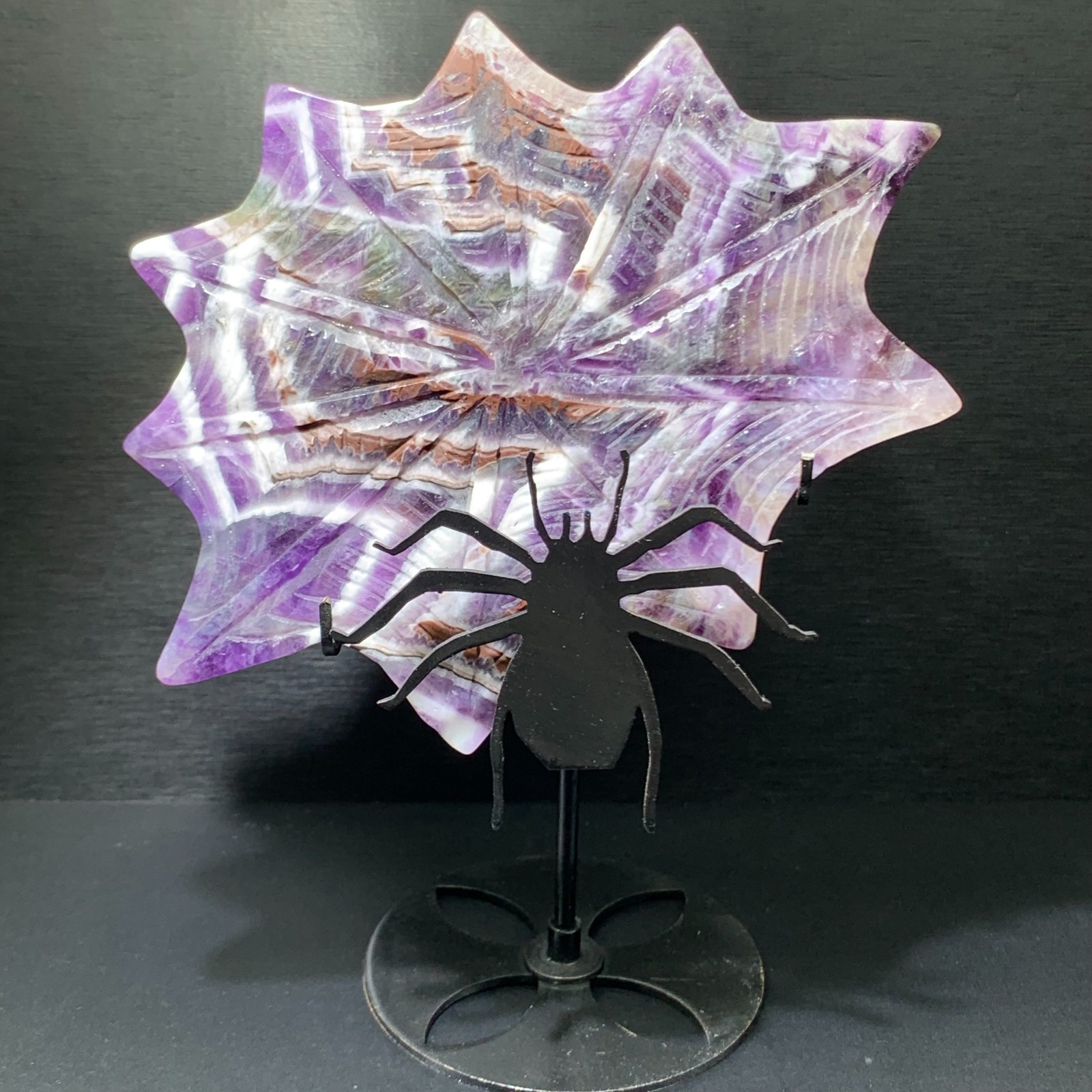 246G Natural Amethyst spider skull Quartz Crystal Skull Figurines Healing
