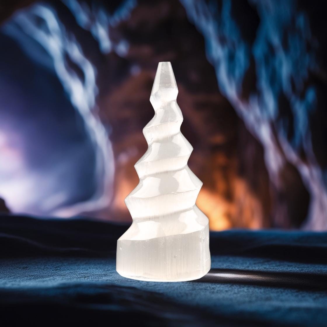 Selenite Tower Spiral 4″, Healing Crystal for Cleansing, Meditation & Protection