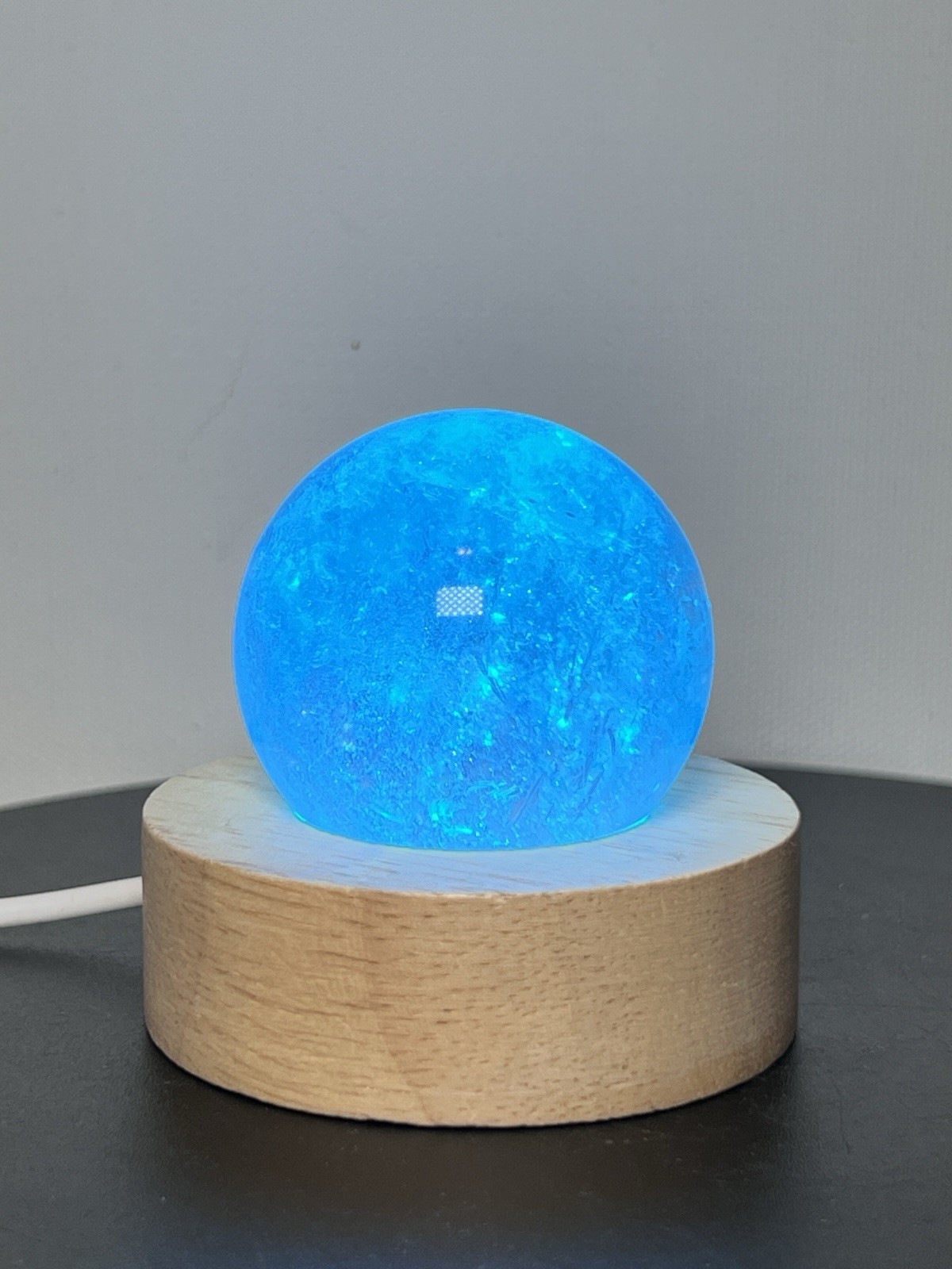 Clear Quartz Sphere W/Multicolor USB Light Holder – See pics and description