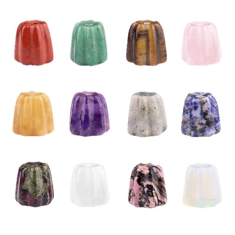 Natural Crystal Canelé Incense Holder Chakra Stone Stick Incense Burner for Yoga