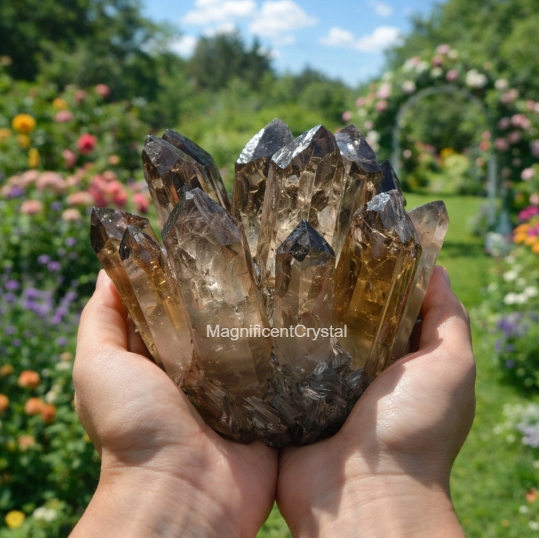 Large Rare Smoky Quartz Cluster Healing Crystal Geode Energy Stone Home Decor