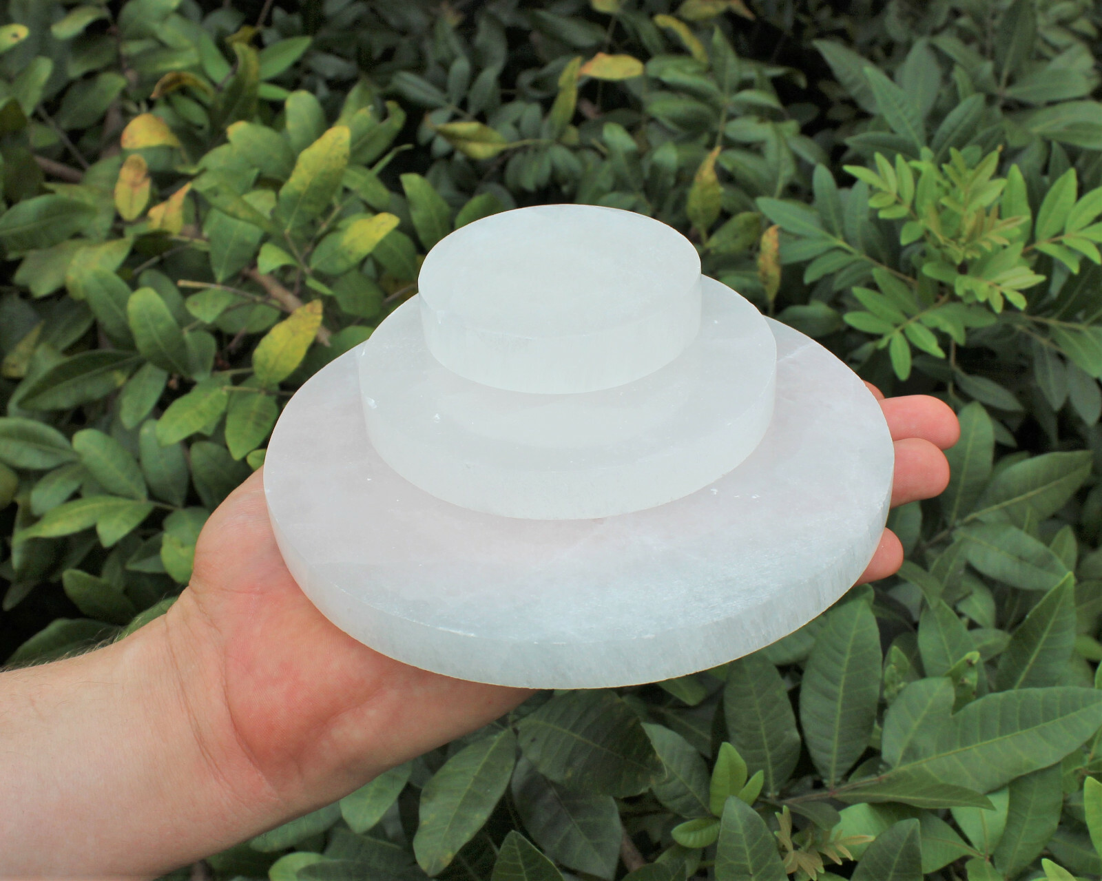 Polished Selenite Circle Charging Station 3″ 4″ or 6″ – Flat Round Crystal Plate