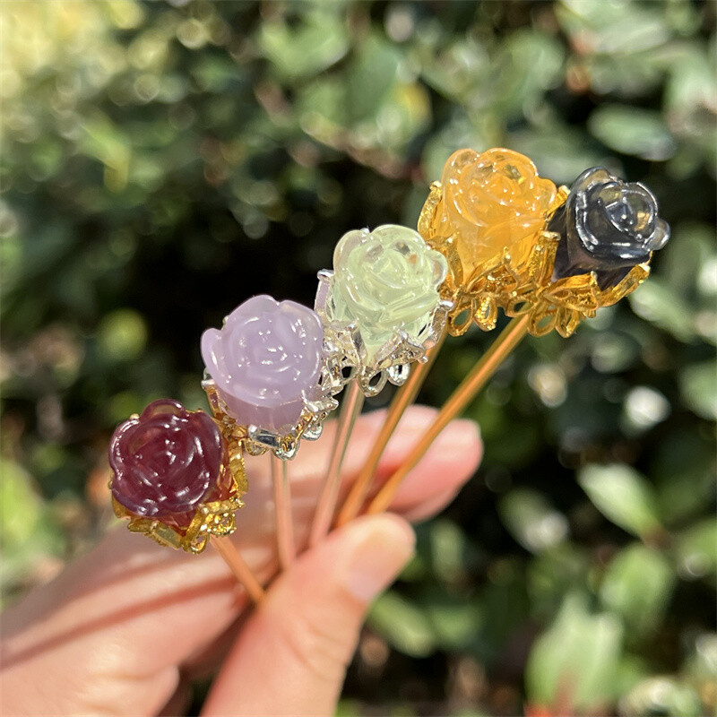 5pcs Natural Fluorite Rose flower skull Quartz Crystal Skull Reiki Healing Gem