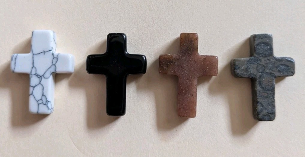 1″ Mini Crystal Crosses Natural Quartz Cross Shaped Worry Stones Charms – #15
