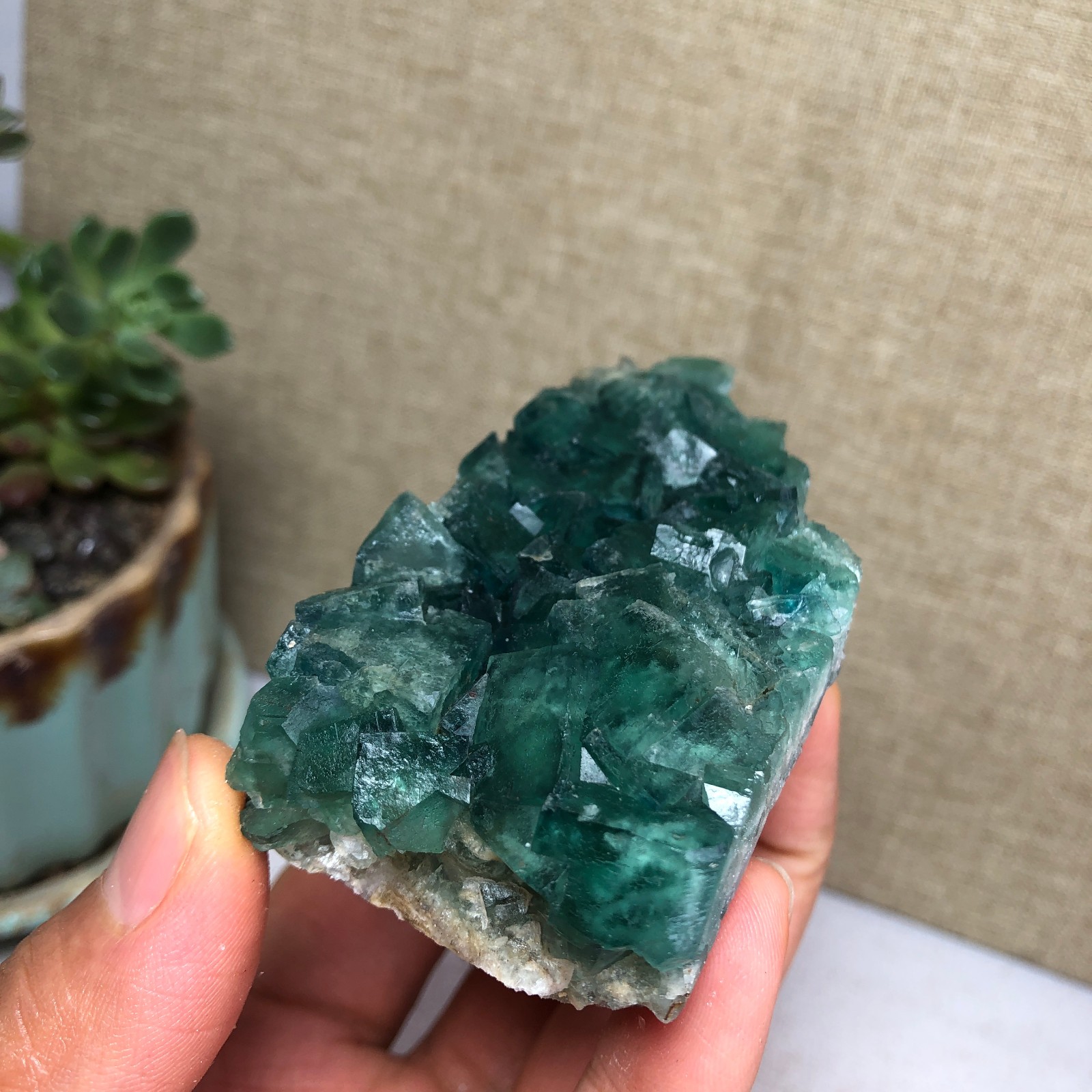 138g NATURAL Green Cubic FLUORITE Crystal Cluster Mineral Specimen A4728