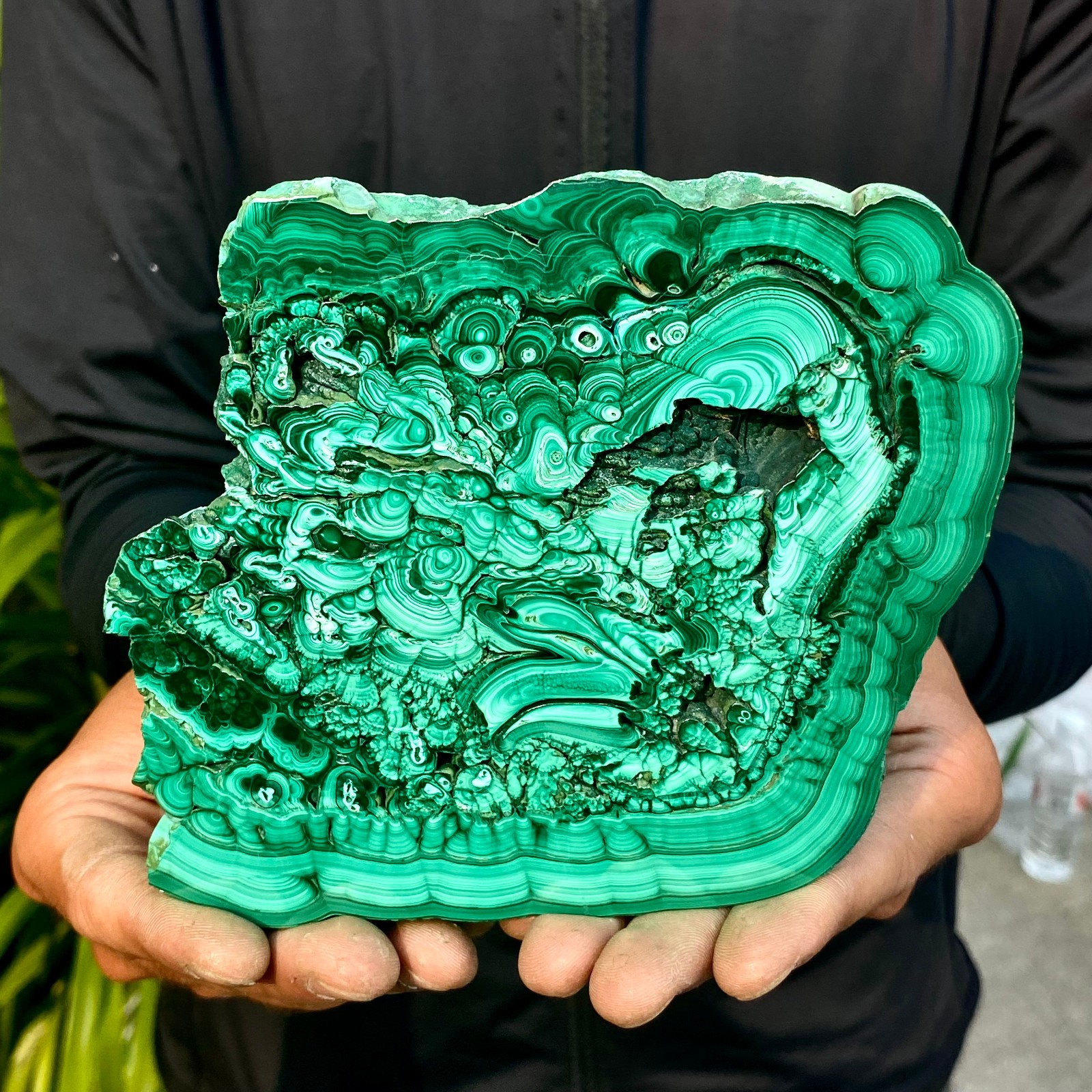 1.58LB Natural Green Malachite Crystal Flaky Pattern Ore Specimen Quartz Healing