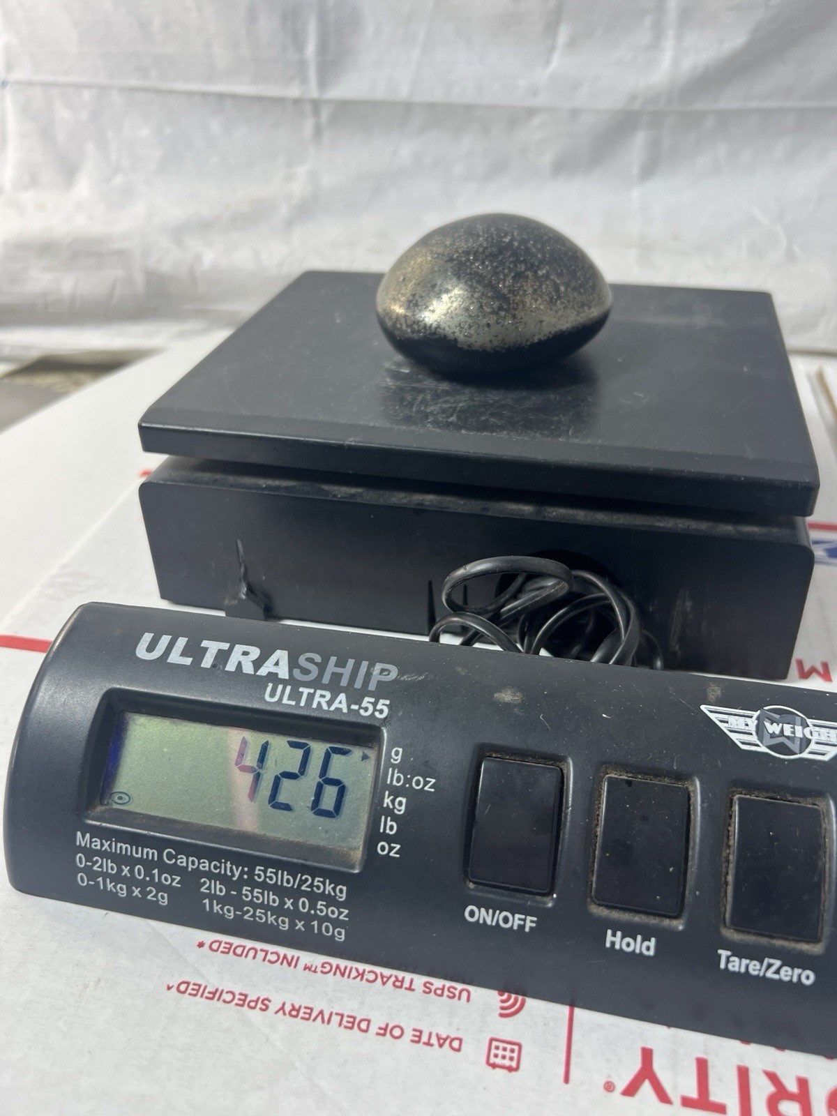 426g Golden Chalcopyrite Black Hematite Healing Crystal Palm Stone