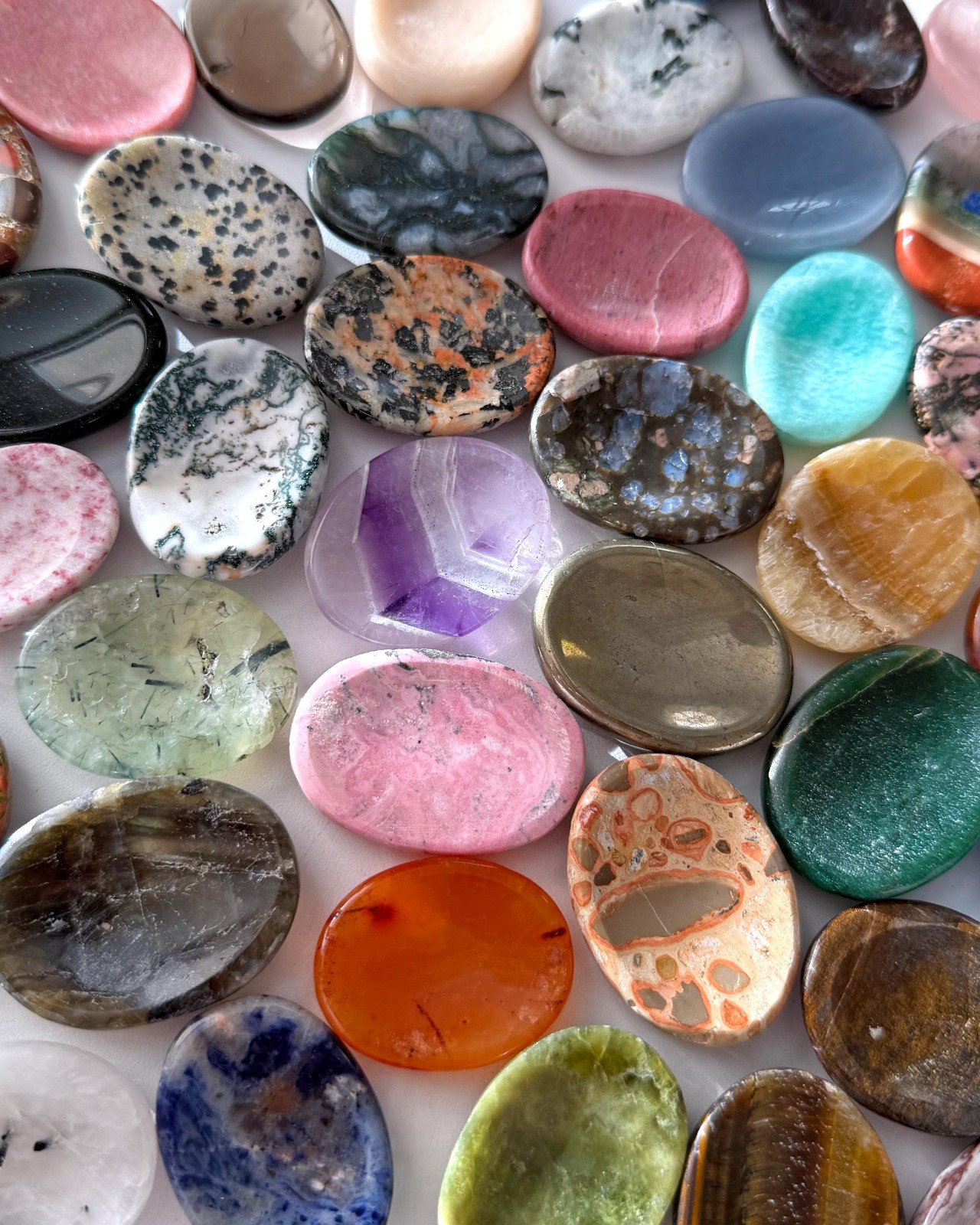 Natural Crystal Worry Stone Pocket Meditation Stone Thumb Stone Crystal Lot
