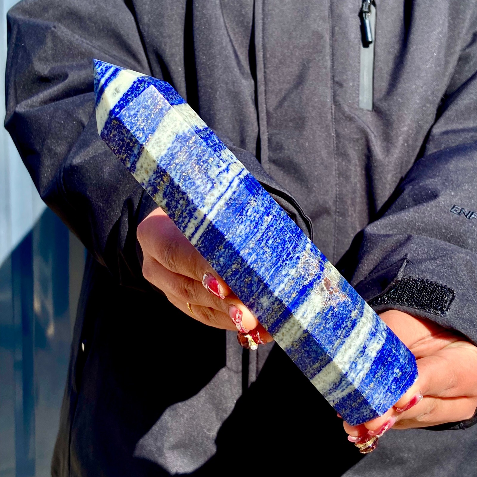 1.23LB Large Natural Lapis lazuli quartz crystal obelisk point wand aura healing