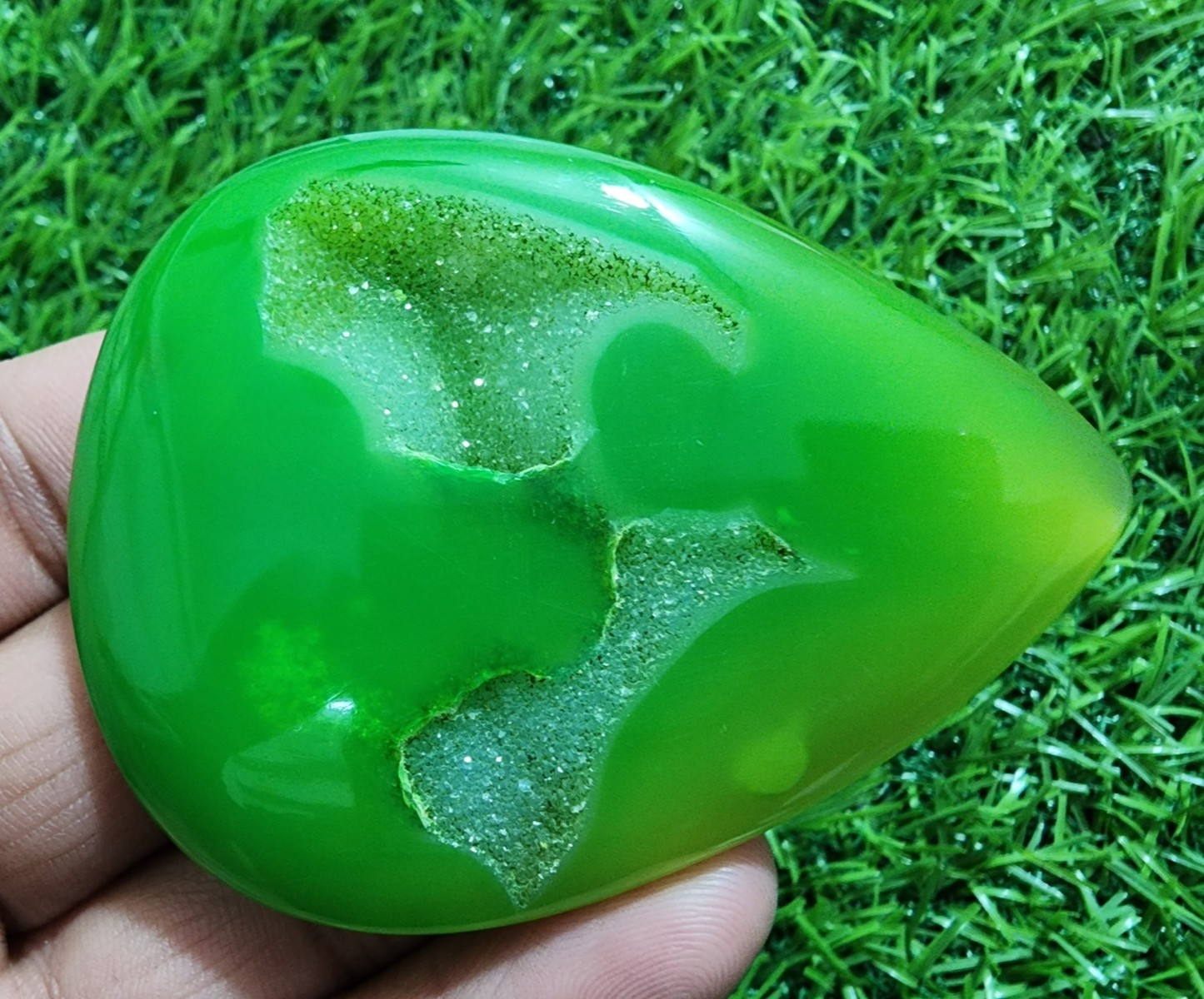 230ct Pear Window Druzy Agate Green Druzy Agate Cabochon Loose Gemstone Jewelry