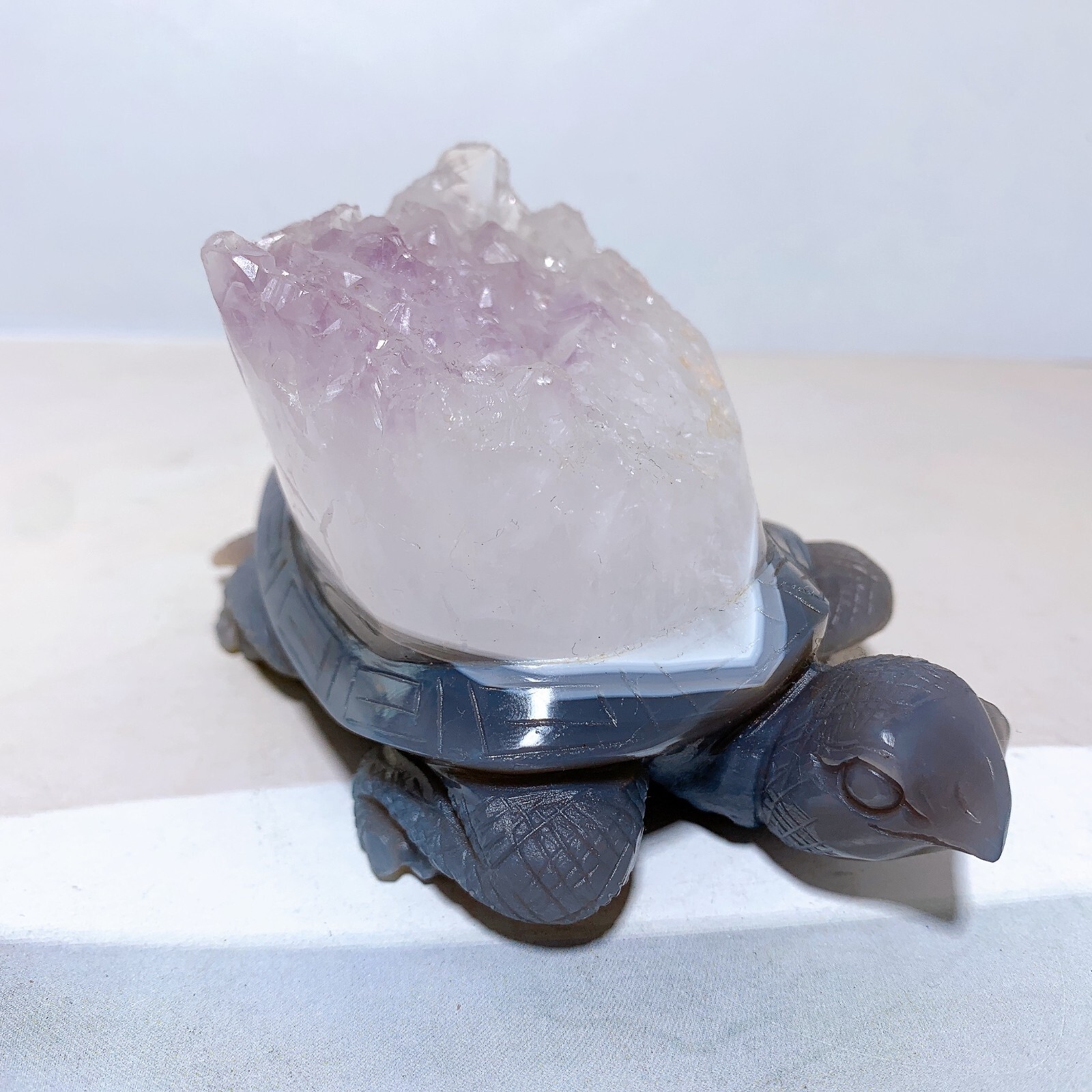 1pc Natural amethyst agate turtle Crystal turtle carving healing Home decora