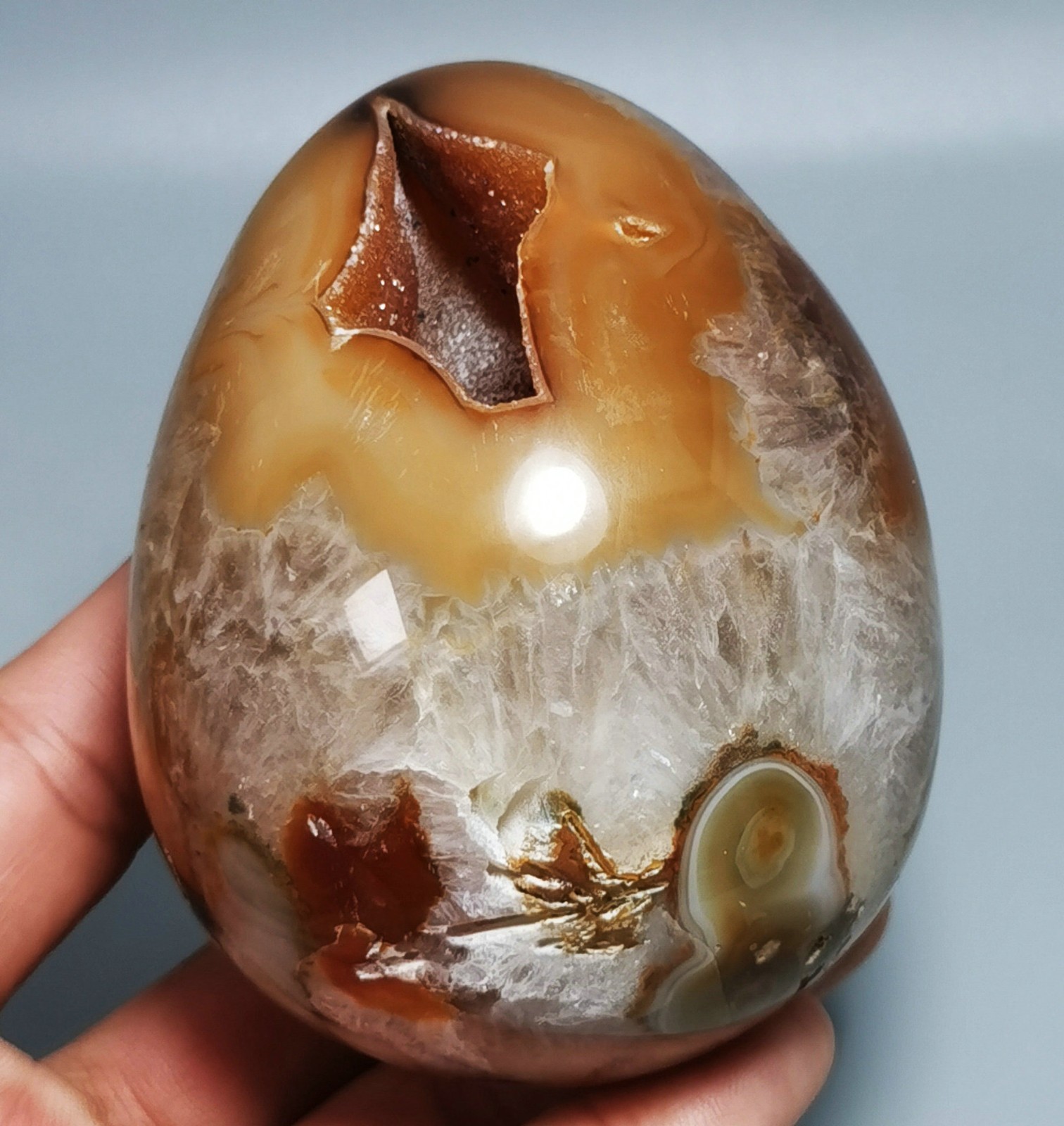 Natural BIG GEODE AGATE SPHERE EGG REIKI STONE HEALING