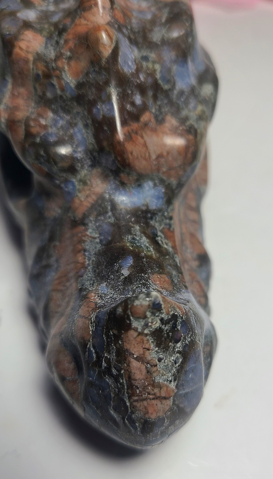 Large 5″ 575g Que Sera Llanite Dragon Skull Head Crystal Carving Stone Statue