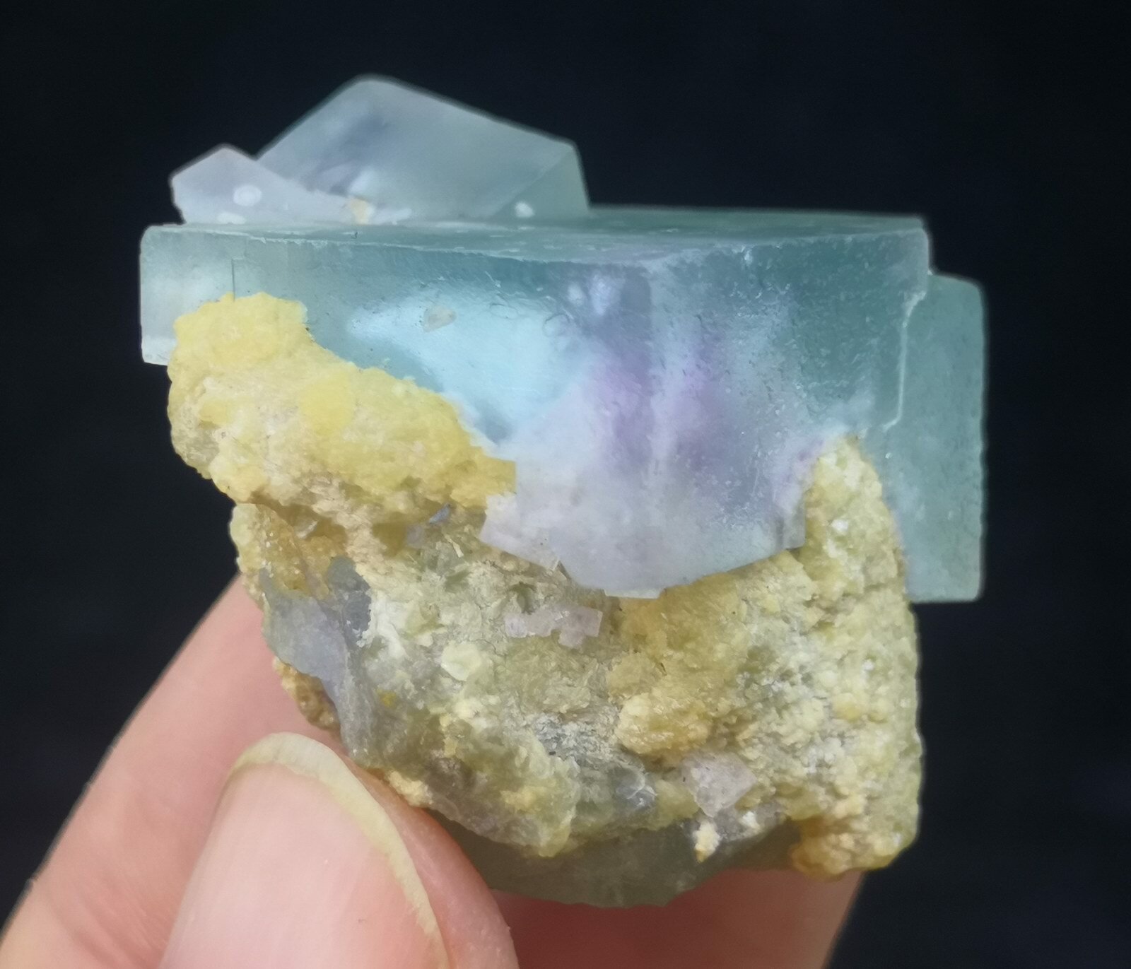 36mm Bi-COLOR Stepped cubic Fluorite with Siderite from China B8961