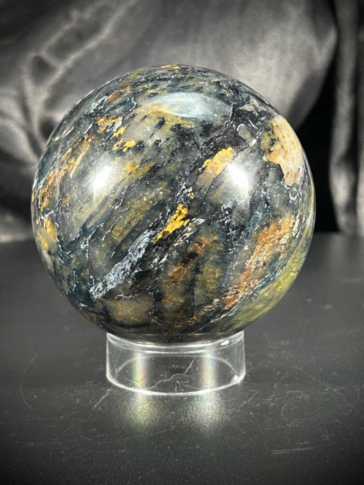2.47″ Pietersite Sphere With Acrylic Stand 12.3 ounces (350 grams)